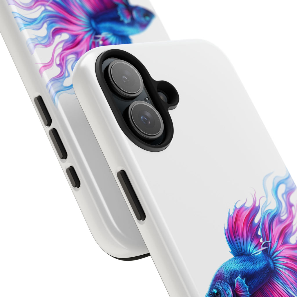 Betta Fish Tough Phone Case — Colorful Blue & Pink Aquarium Art