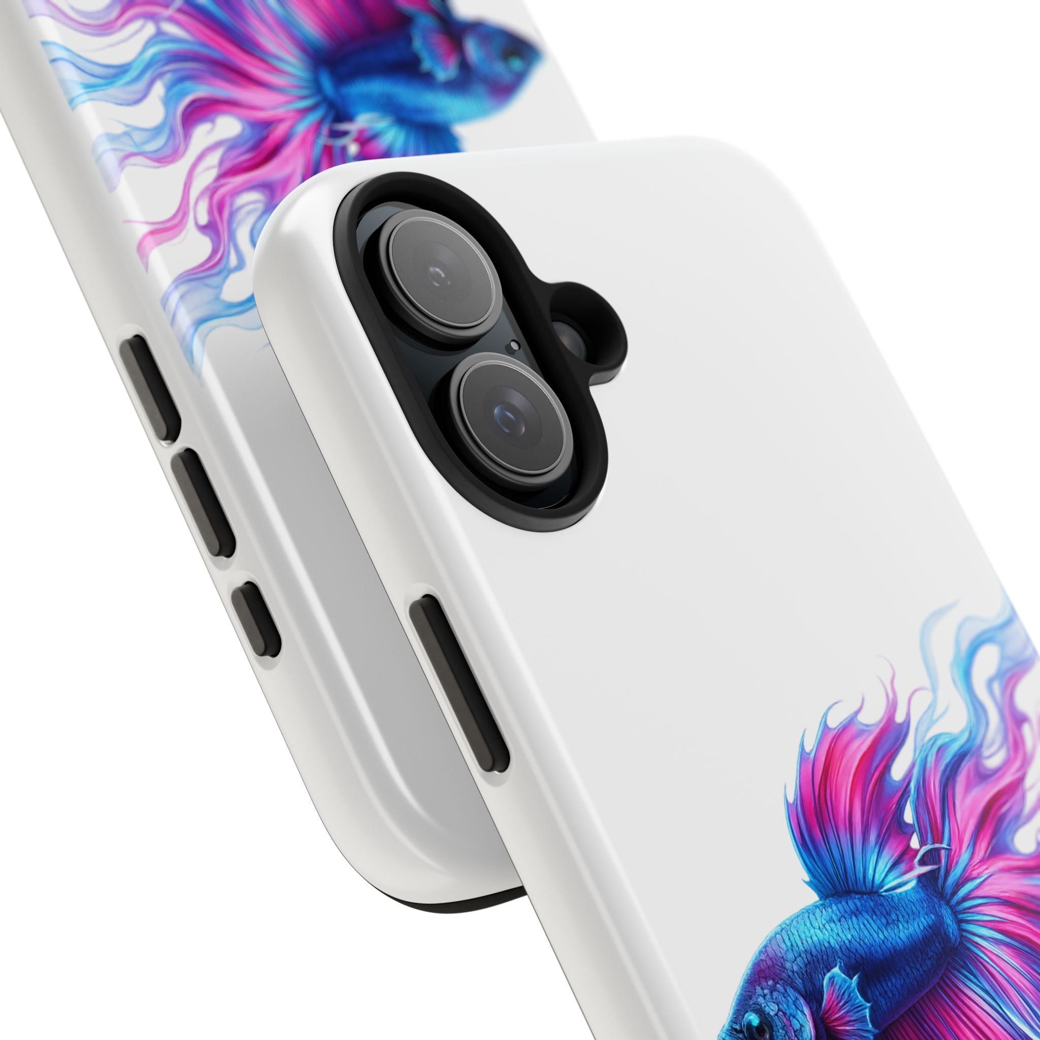 Betta Fish Tough Phone Case — Colorful Blue & Pink Aquarium Art