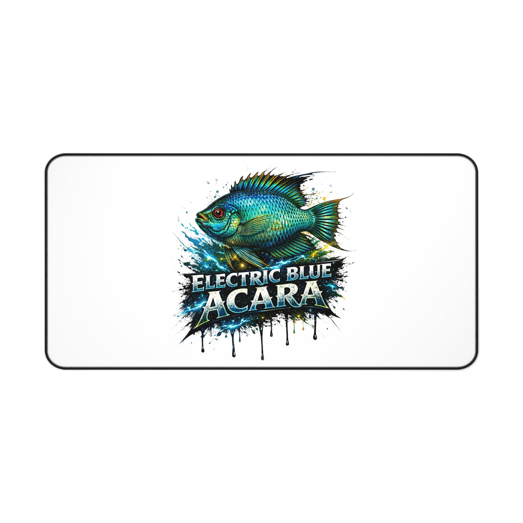 Electric Blue Acara Desk Mat — Vibrant Fish Gaming/Workstation Mousepad