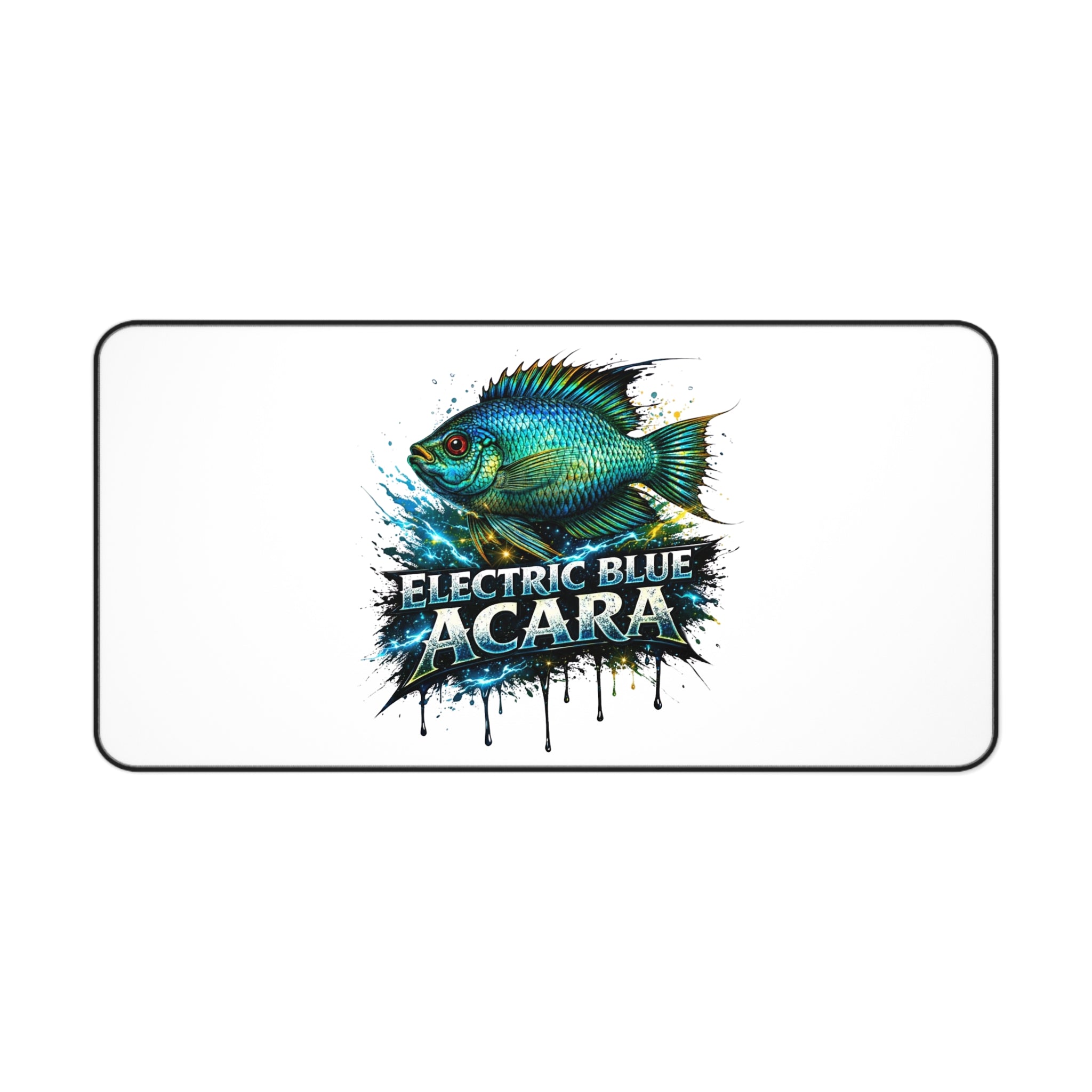Electric Blue Acara Desk Mat — Vibrant Fish Gaming/Workstation Mousepad