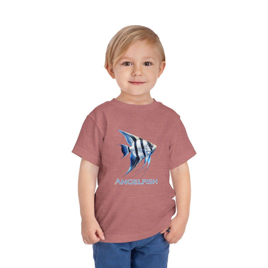 Angelfish Toddler Tee – Blue Aquarium Fish Graphic Shirt