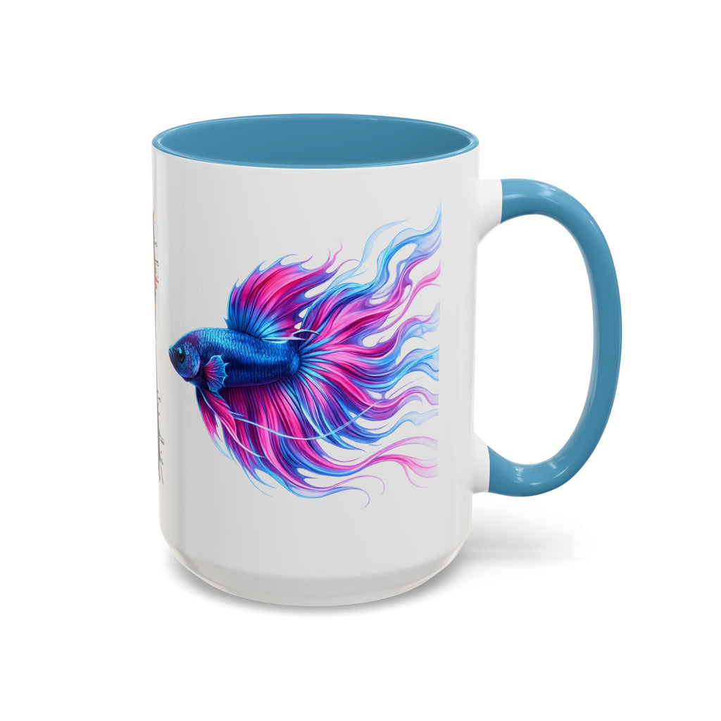 Betta Fish Accent Coffee Mug — Vibrant Neon Betta Design (11/15 oz)