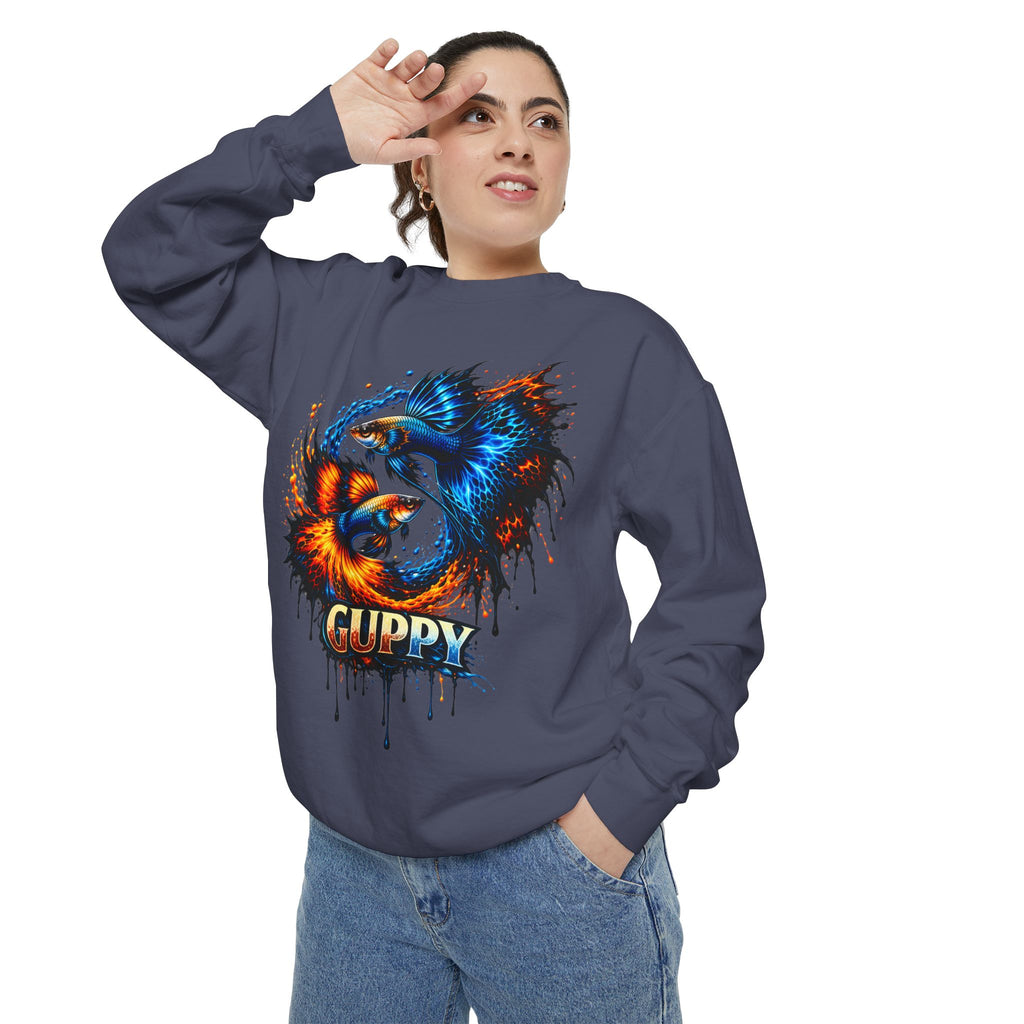 Fire & Ice Guppy – Premium "Neon Flare" Garment-Dyed Sweatshirt