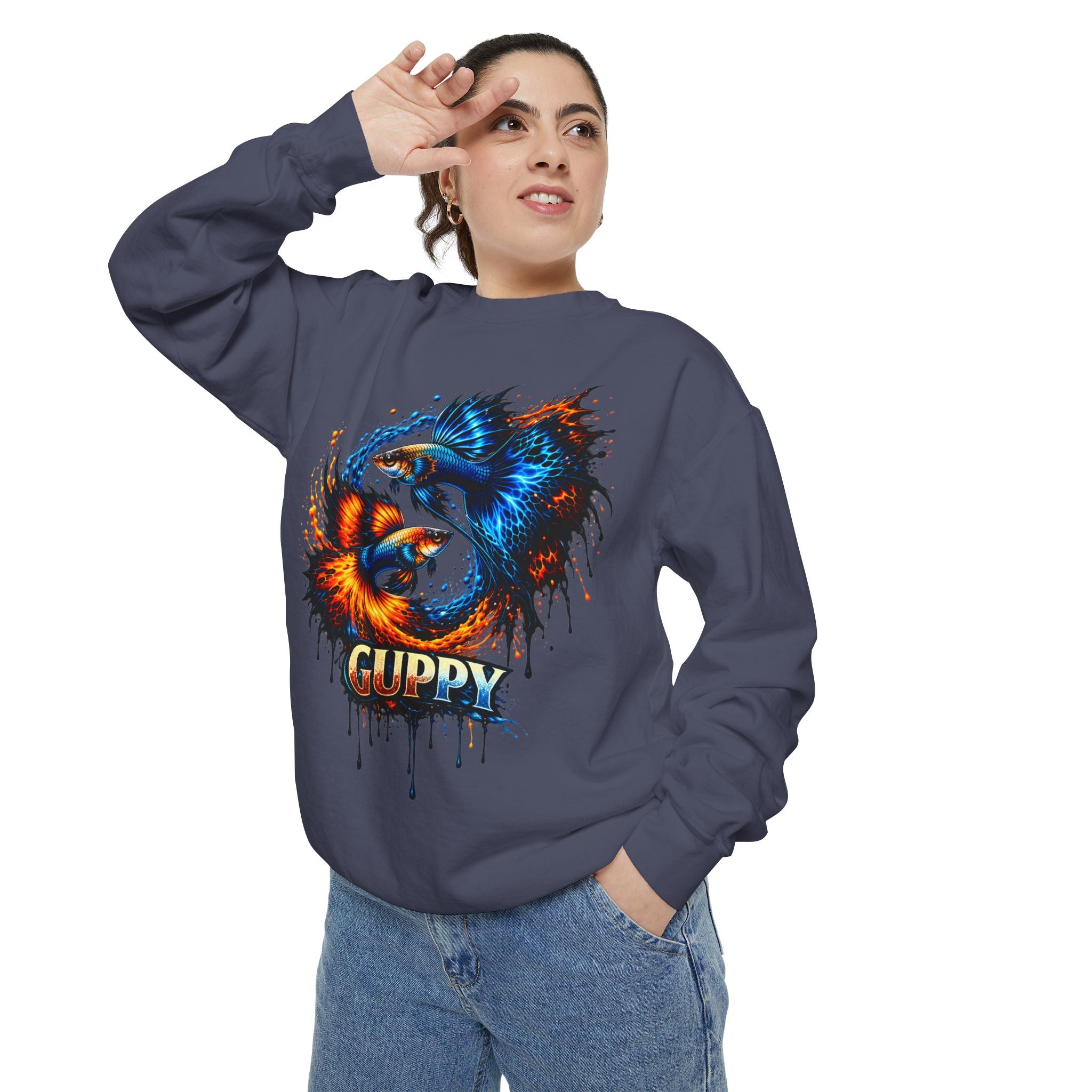 Fire & Ice Guppy – Premium "Neon Flare" Garment-Dyed Sweatshirt