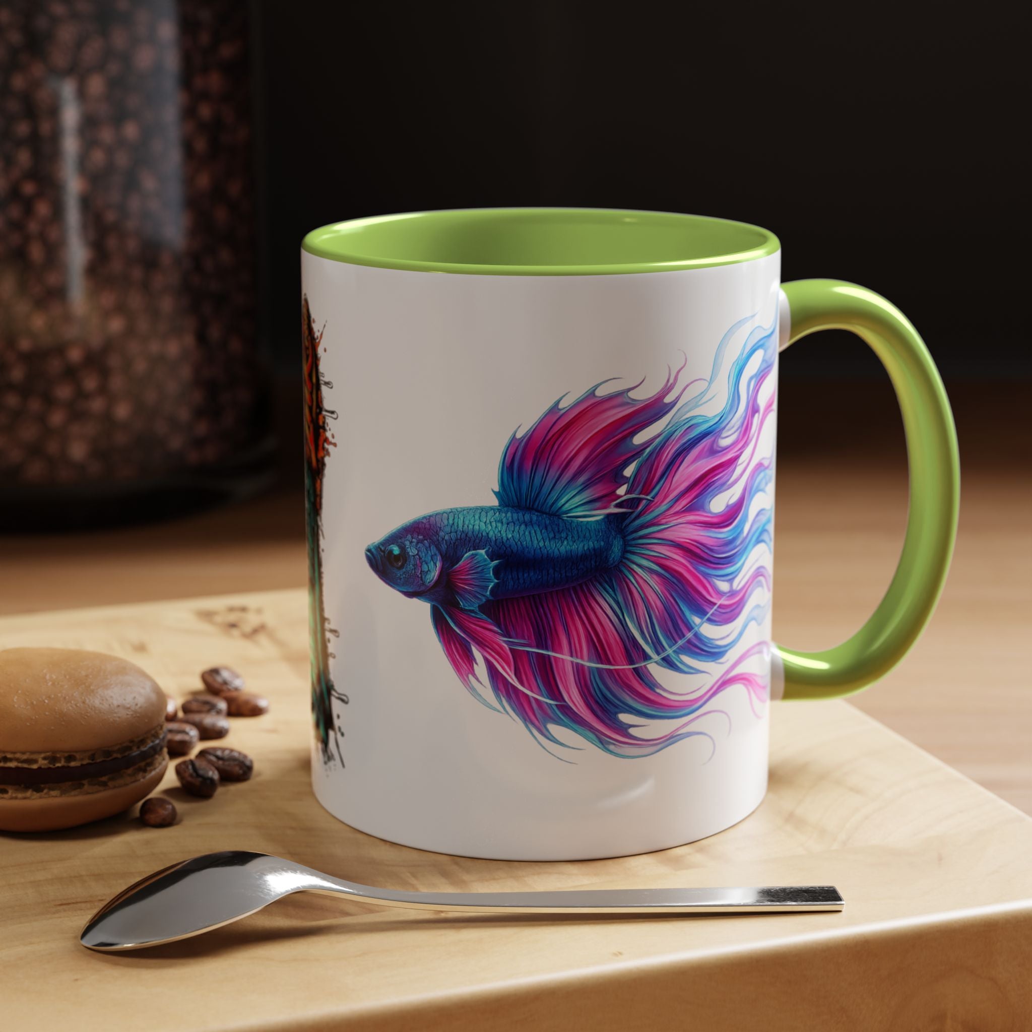 Betta Fish Accent Coffee Mug — Vibrant Neon Betta Design (11/15 oz)