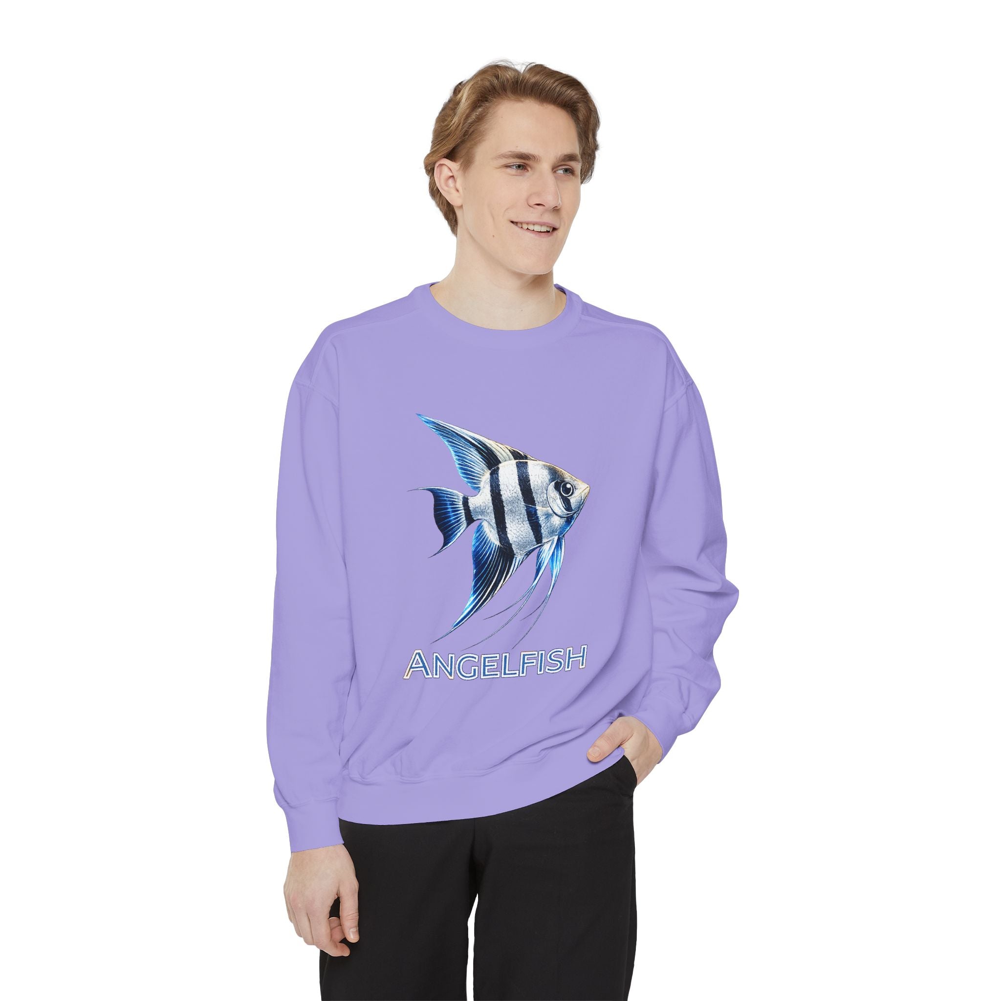 Angelfish Graphic Sweatshirt — Blue Tropical Fish Crewneck