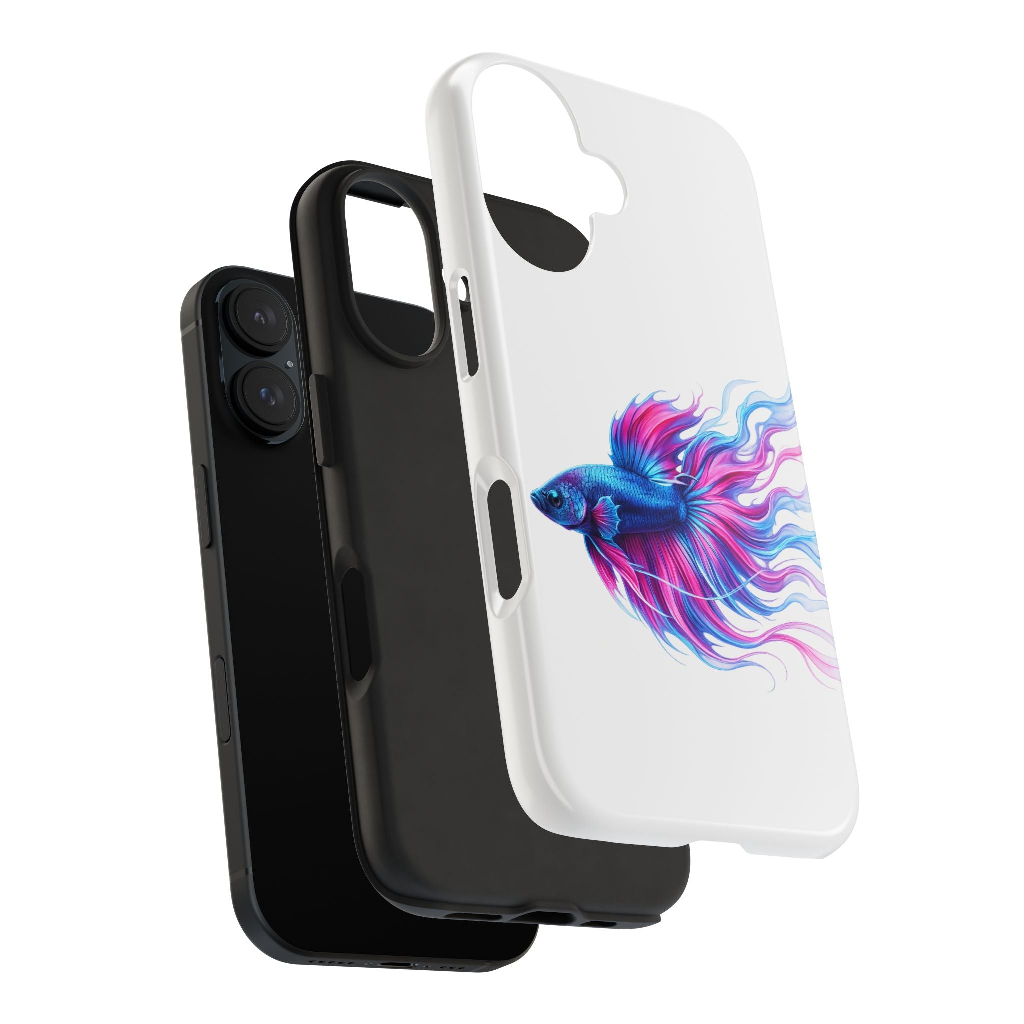 Betta Fish Tough Phone Case — Colorful Blue & Pink Aquarium Art
