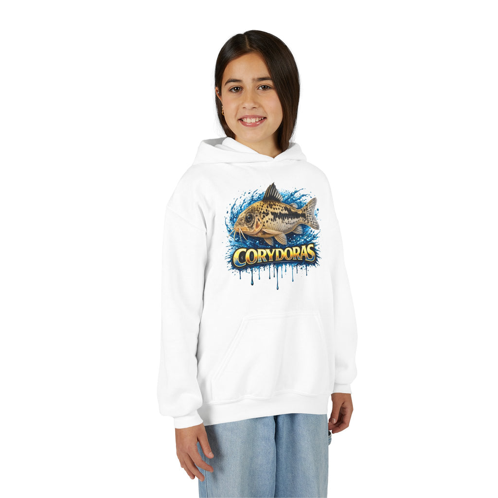 Corydoras Fish Youth Hoodie — Colorful Aquarium Catfish Design