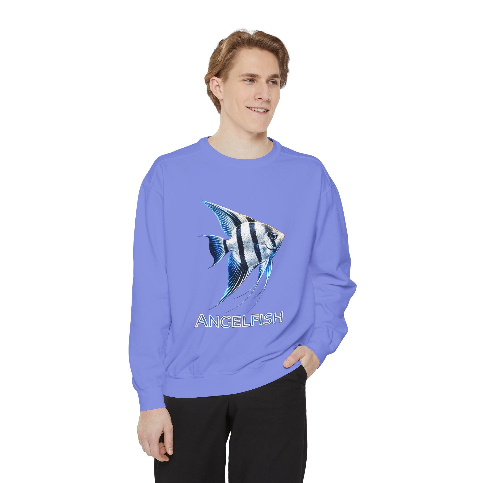 Angelfish Graphic Sweatshirt — Blue Tropical Fish Crewneck