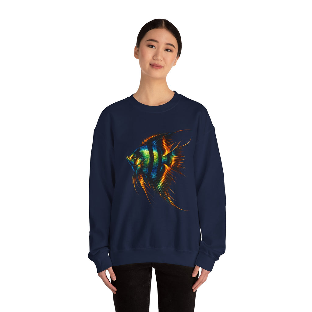 Angelfish Graphic Sweatshirt — Colorful Tropical Fish Crewneck