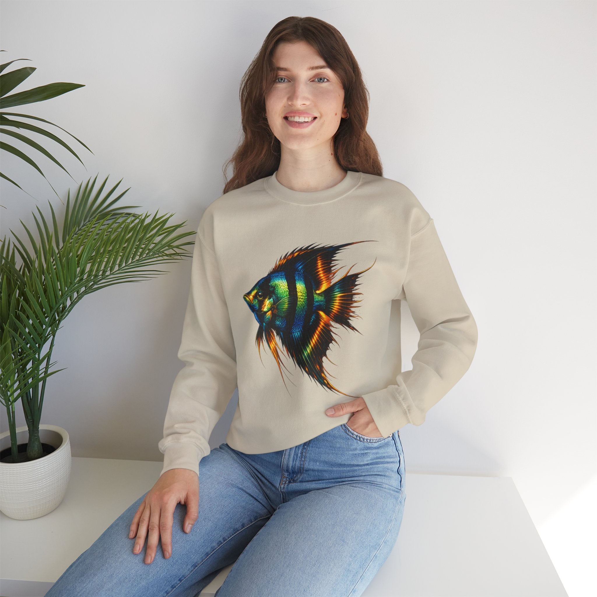 Angelfish Graphic Sweatshirt — Colorful Tropical Fish Crewneck