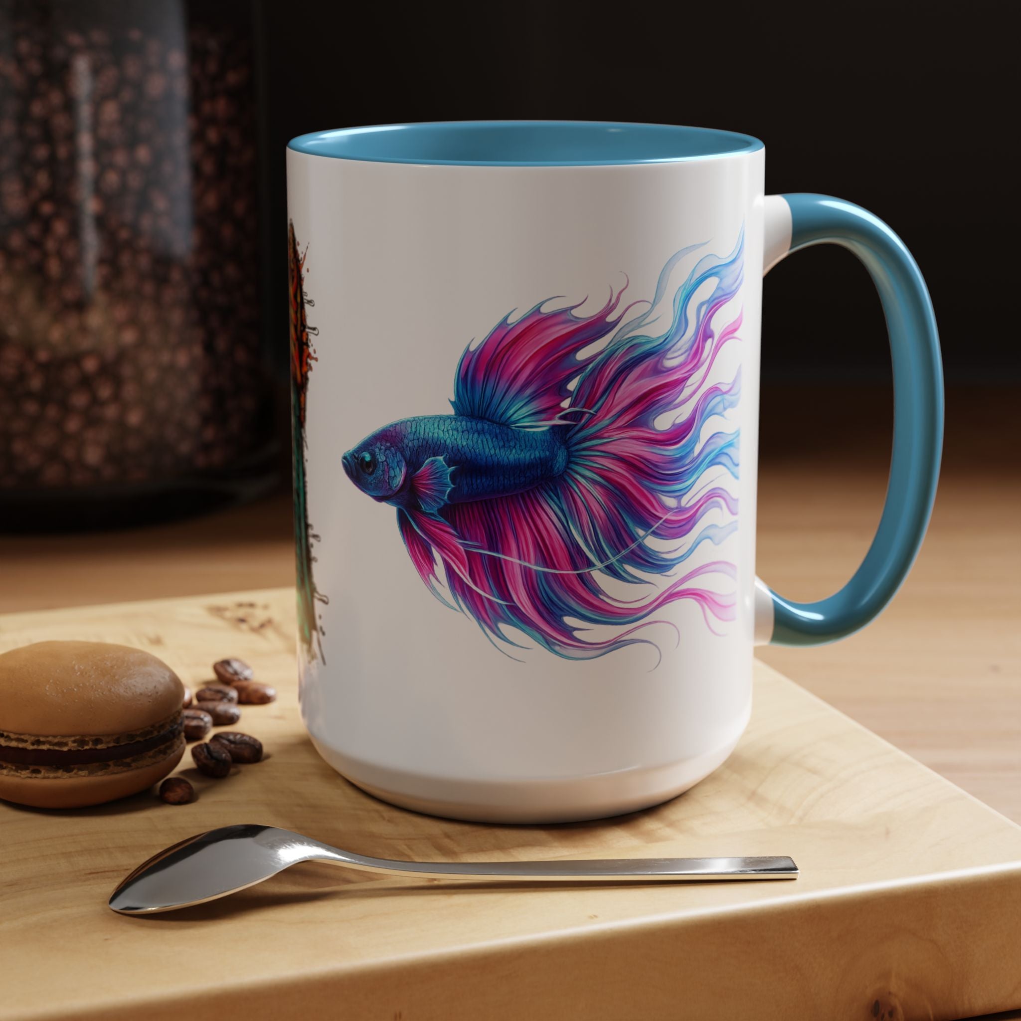 Betta Fish Accent Coffee Mug — Vibrant Neon Betta Design (11/15 oz)