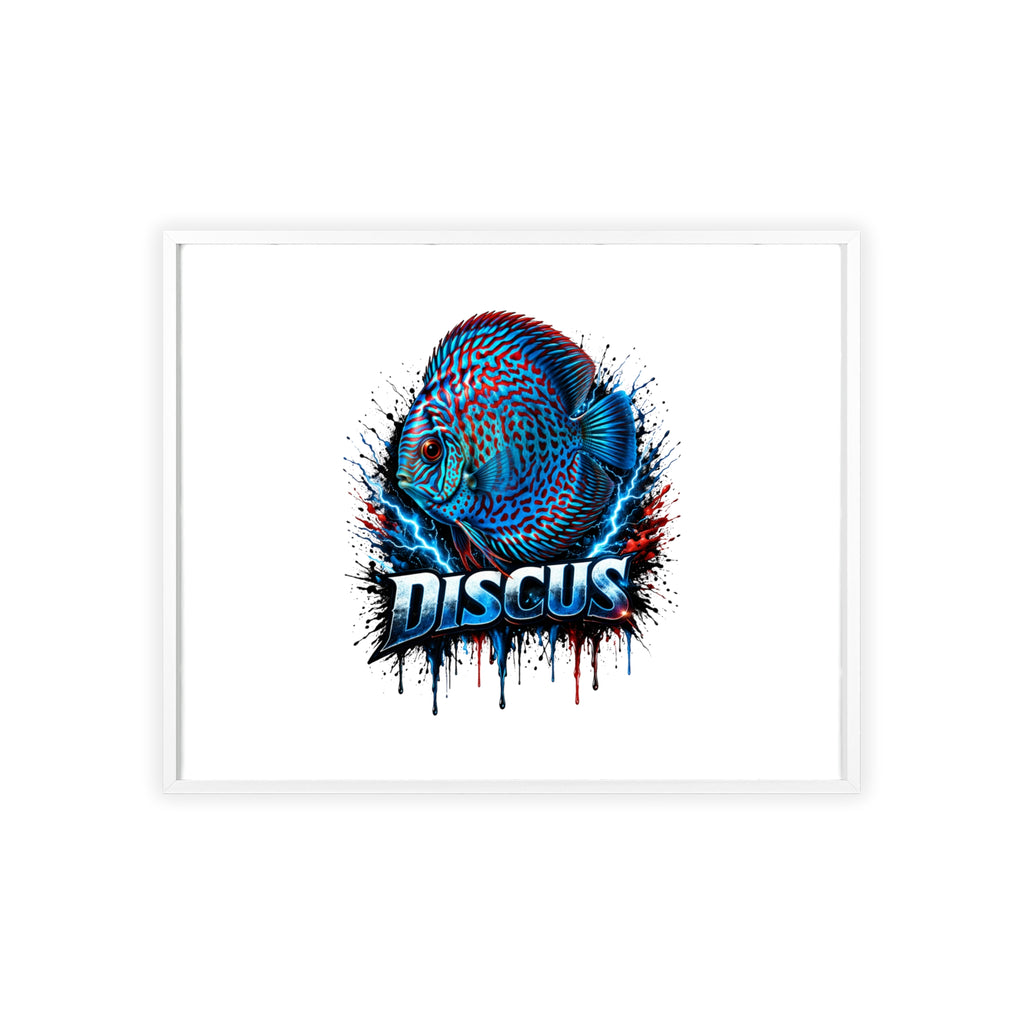 Discus Fish Poster with Wooden Frame — Colorful Aquarium Art Print