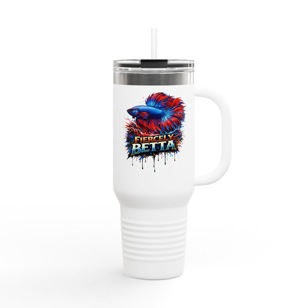 40oz Insulated Travel Mug — 'Fiercely Betta' Colorful Betta Fish Design