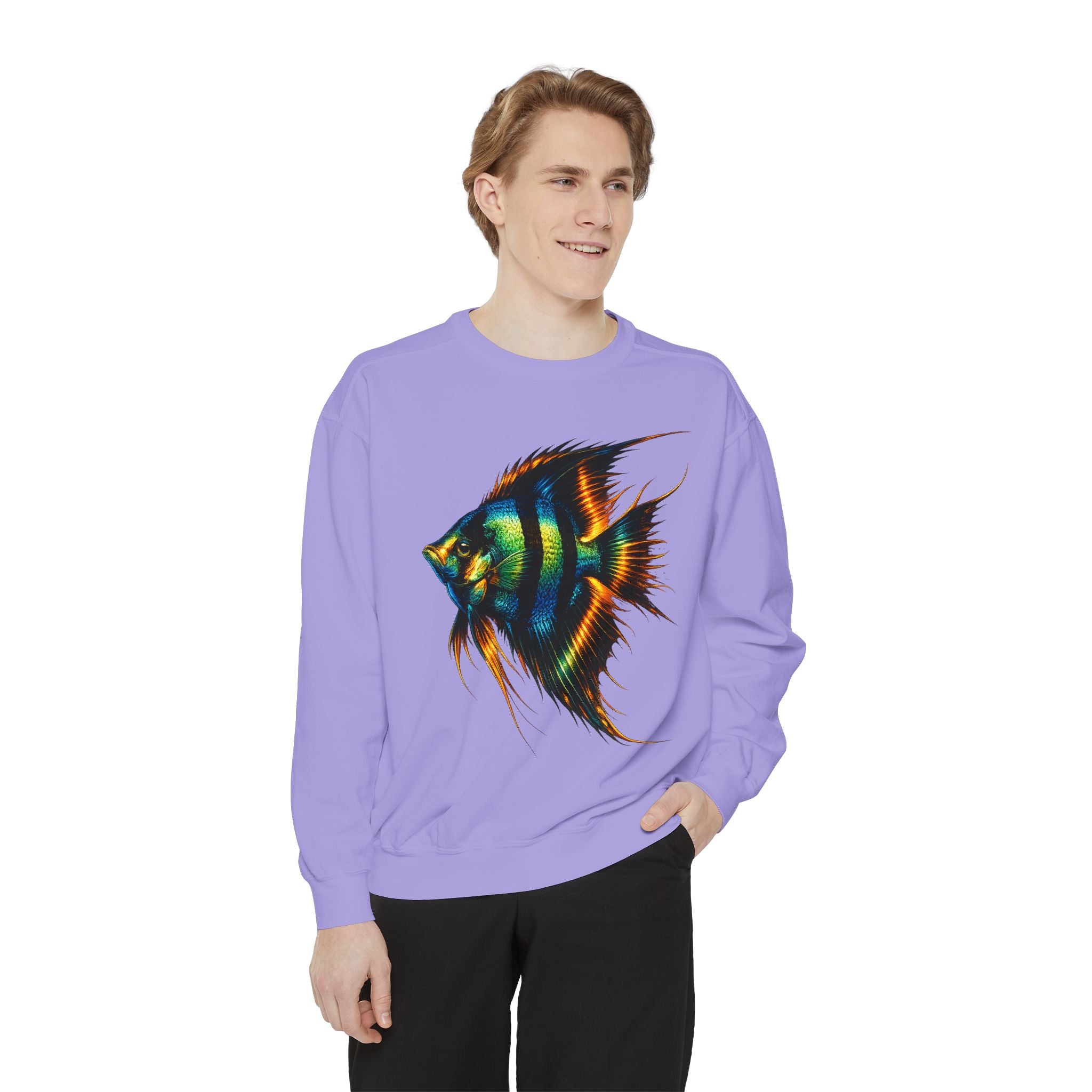 Angelfish Art Sweatshirt — Colorful Aquarium Fish Graphic Sweatshirt