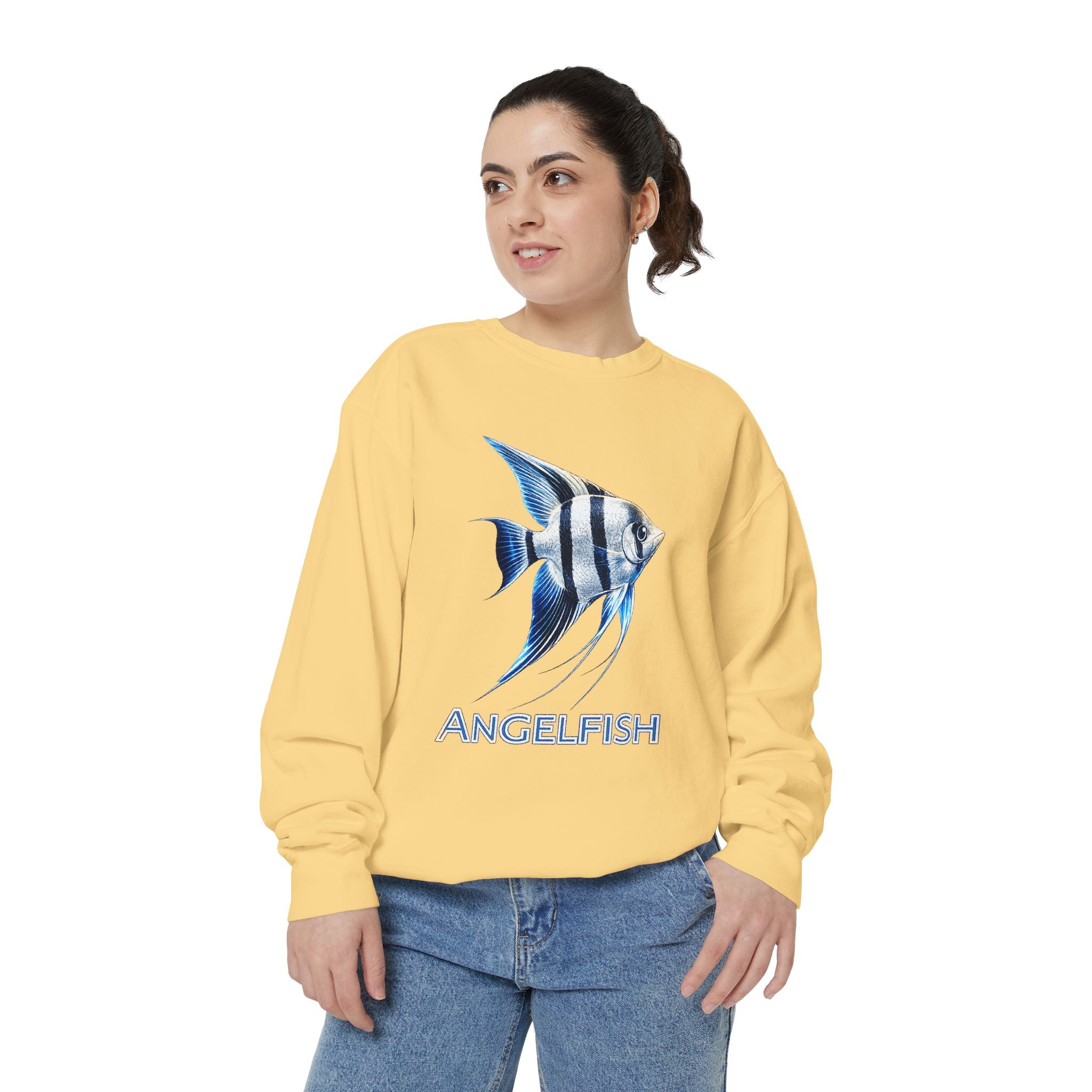 Angelfish Graphic Sweatshirt — Blue Tropical Fish Crewneck