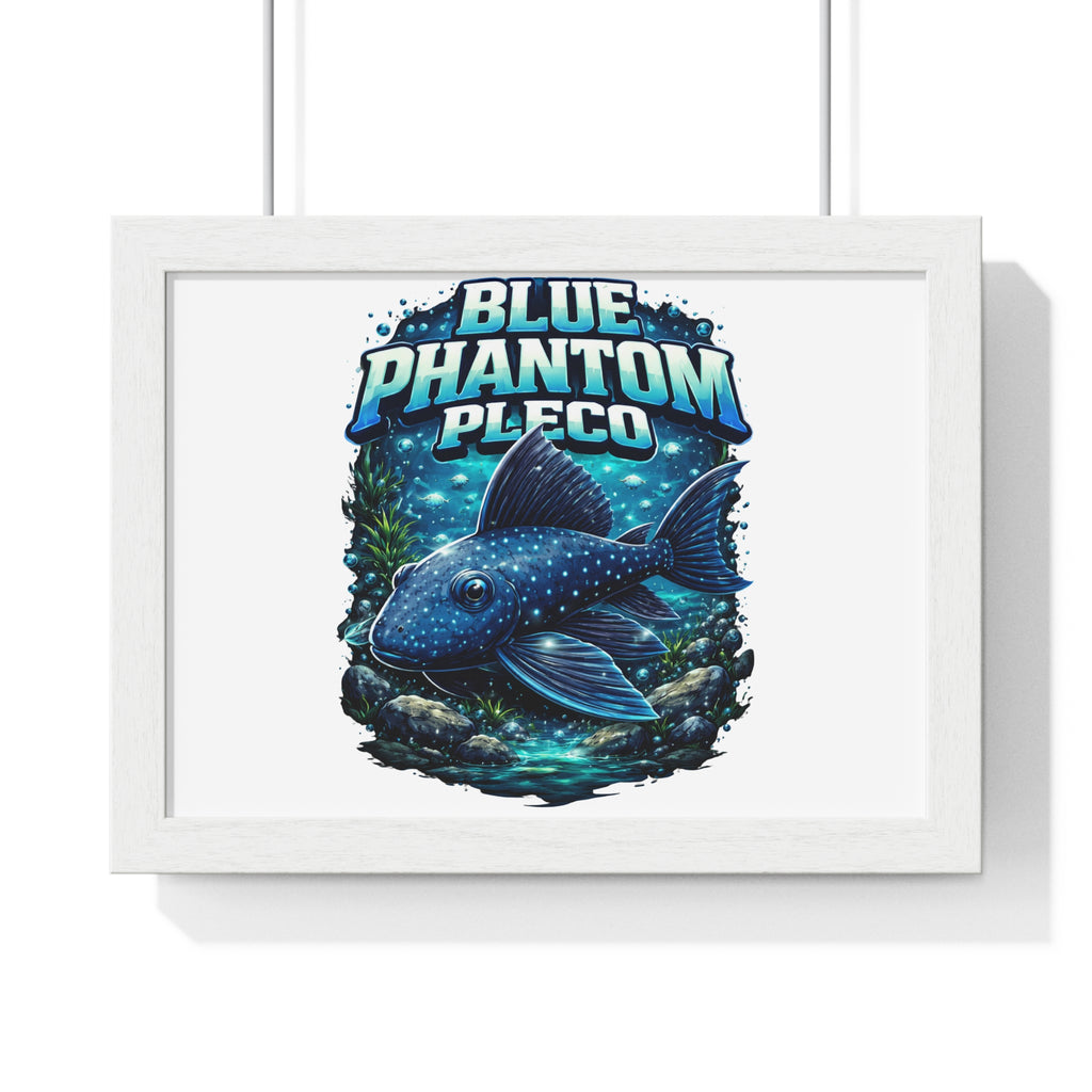 Blue Phantom Pleco Framed Poster — Aquatic Fish Art Print