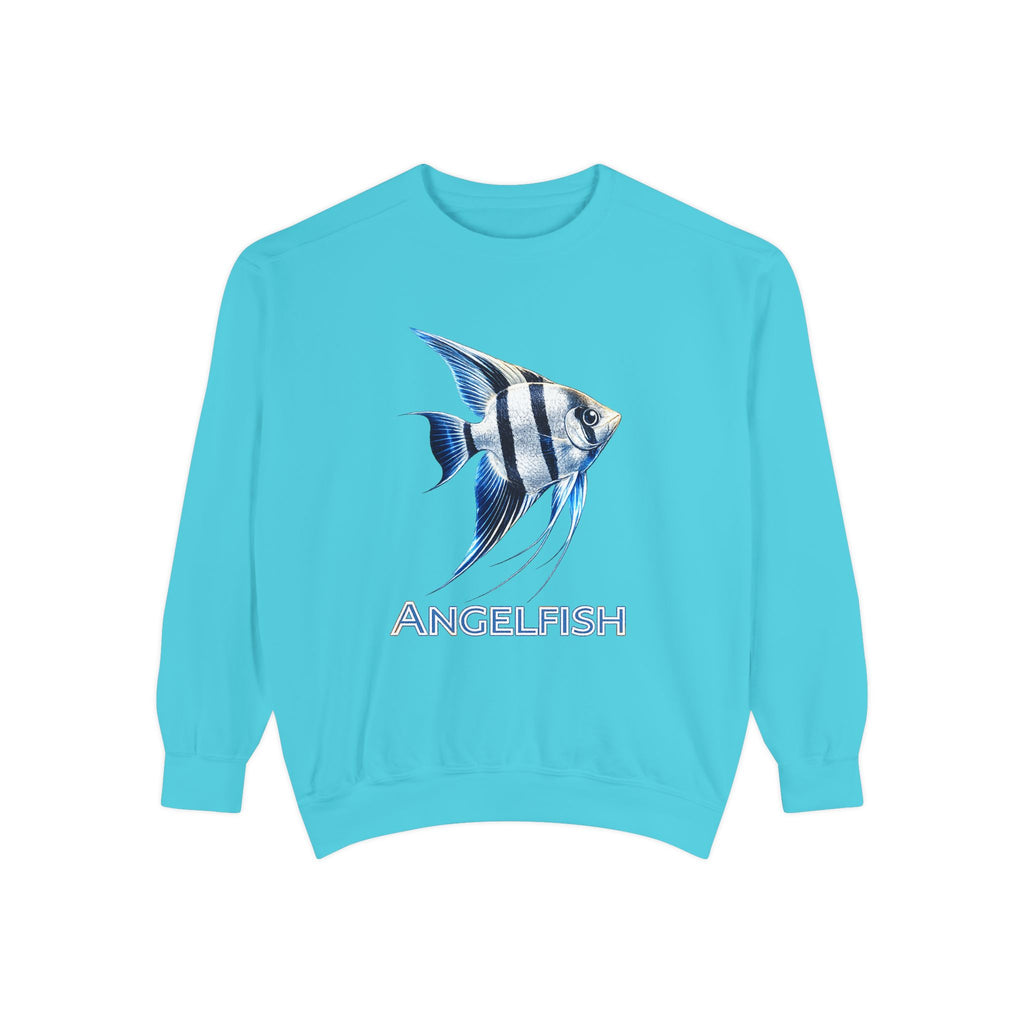 Angelfish Graphic Sweatshirt — Blue Tropical Fish Crewneck