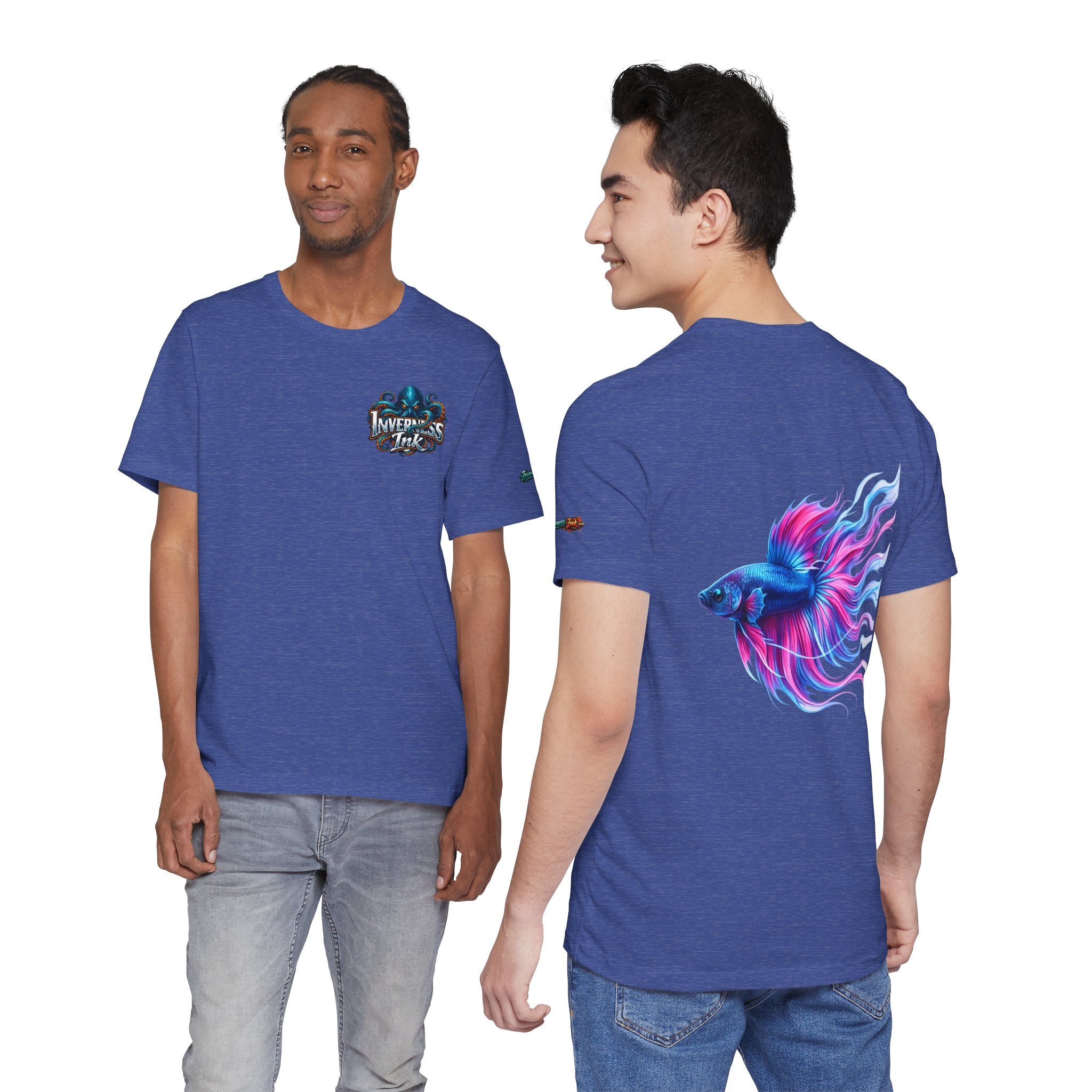 Betta Fish Graphic Tee — Vibrant Blue & Pink Aquatic Art T‑Shirt