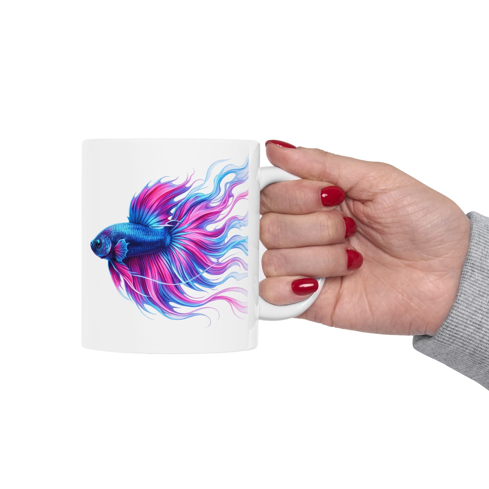 Colorful Betta Fish Ceramic Mug — Vibrant Aquatic Art Coffee Cup (11oz, 15oz)