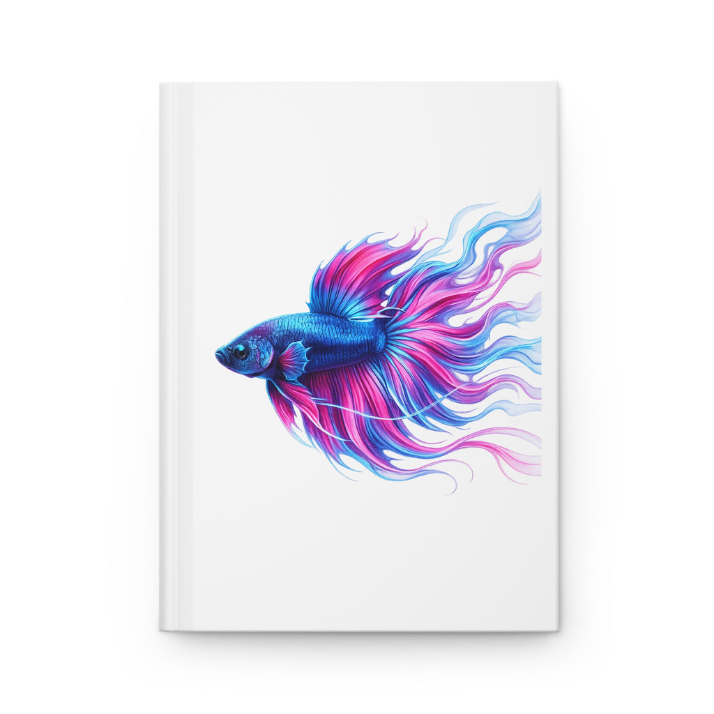 Betta Fish Art Hardcover Journal — Colorful Blue & Pink Betta Notebook