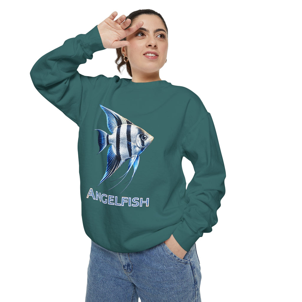 Angelfish Graphic Sweatshirt — Blue Tropical Fish Crewneck