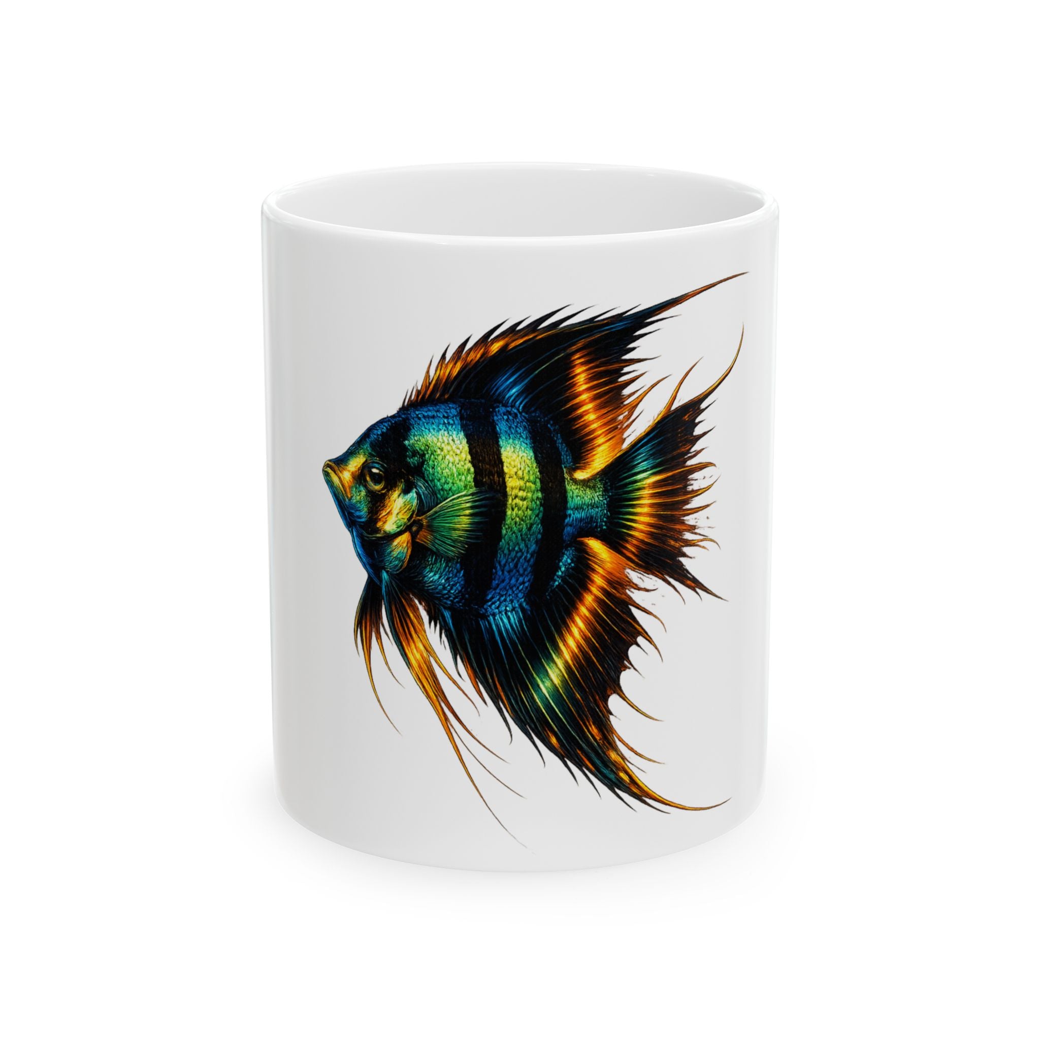 Tropical Angelfish Ceramic Mug – Colorful Aquarium Fish Coffee Cup (11oz, 15oz)