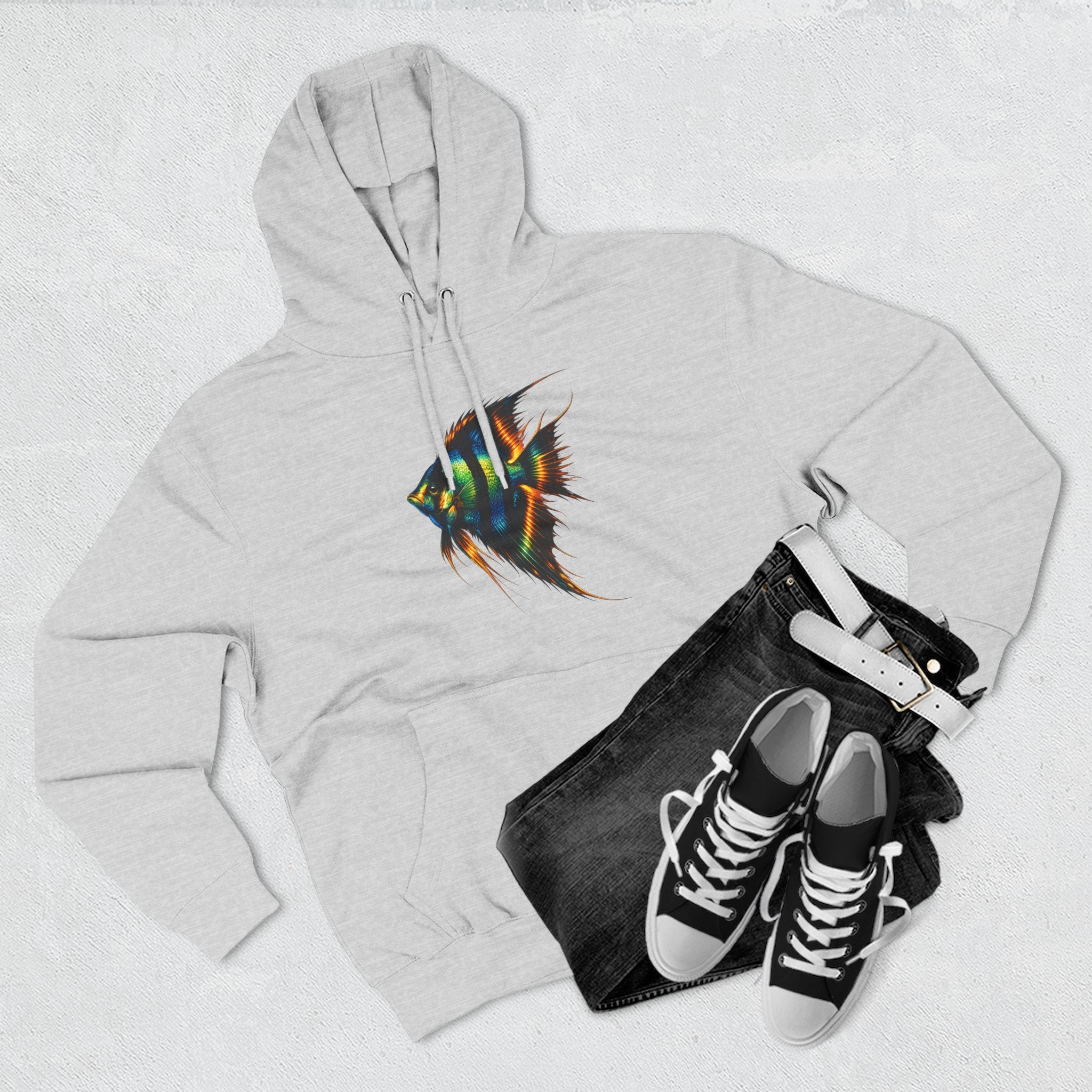 Angelfish Watercolor Hoodie – Colorful Aquarium Fish Graphic Fleece Pullover