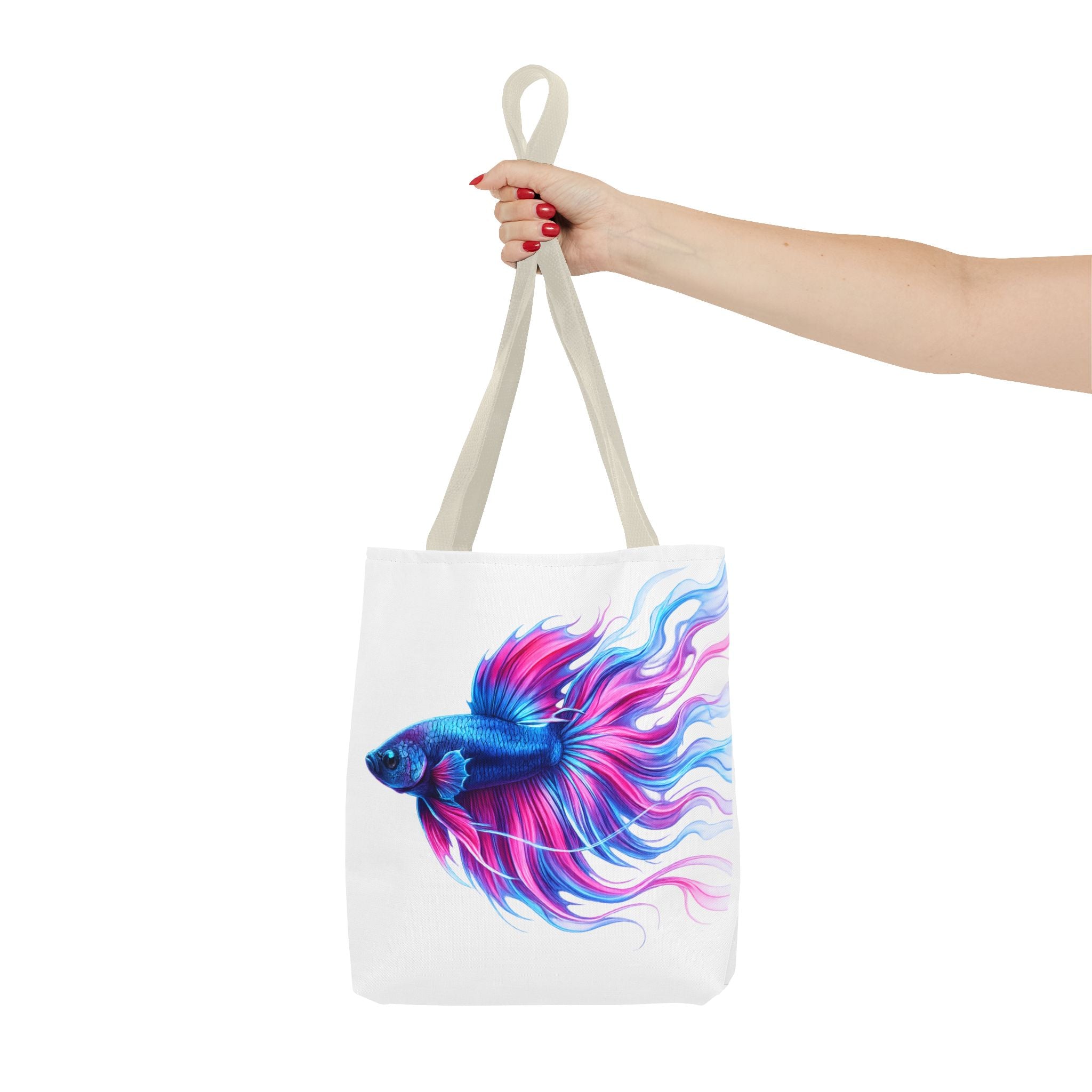 Colorful Betta Fish Tote Bag — Vibrant Blue & Pink Aquatic Art Beach Tote