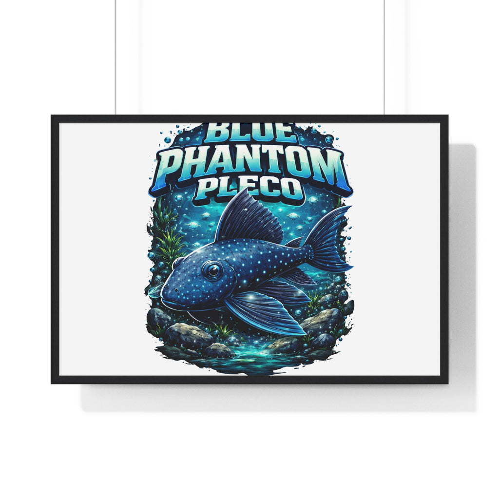 Blue Phantom Pleco Framed Poster — Aquatic Fish Art Print