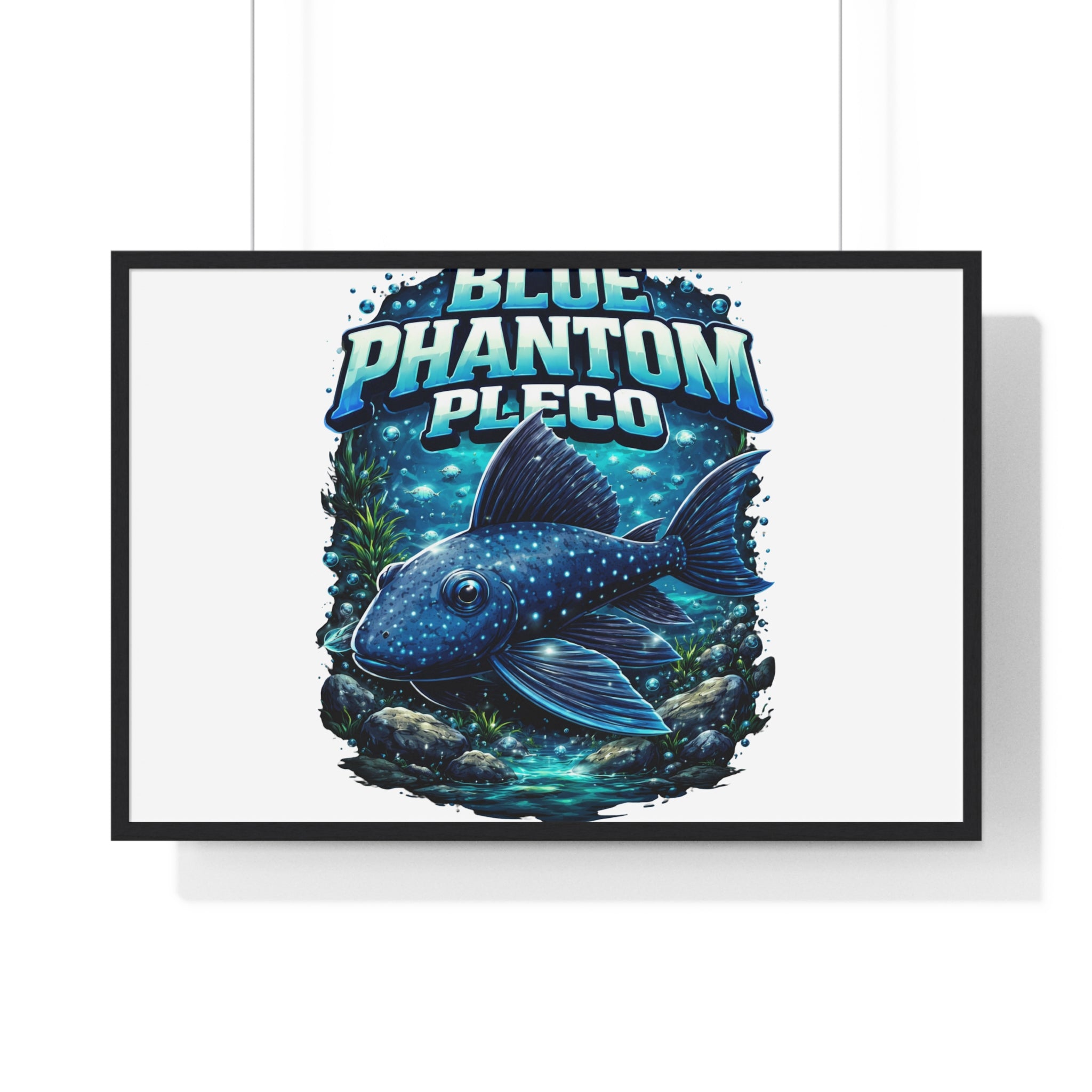 Blue Phantom Pleco Framed Poster — Aquatic Fish Art Print