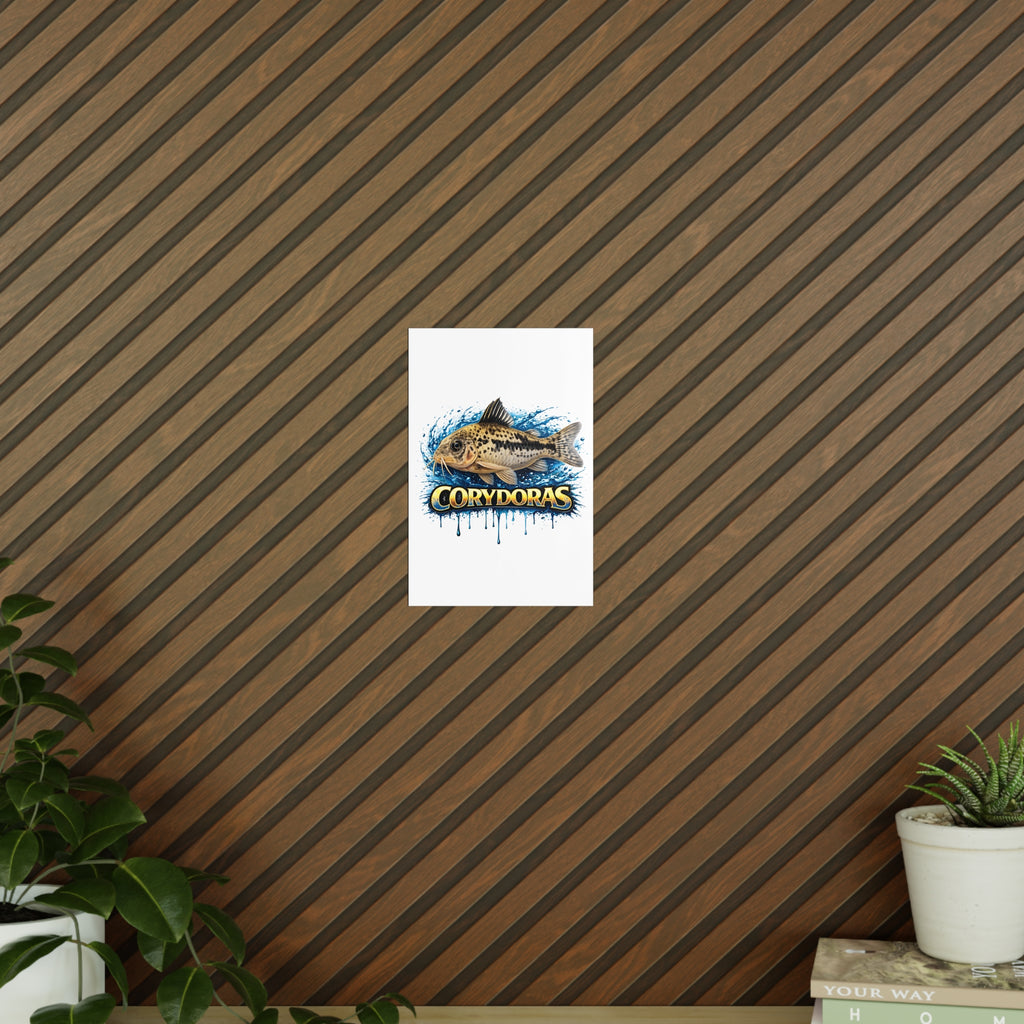 Peppered Cory Photopaper Poster — Colorful Aquarium Catfish Art Print