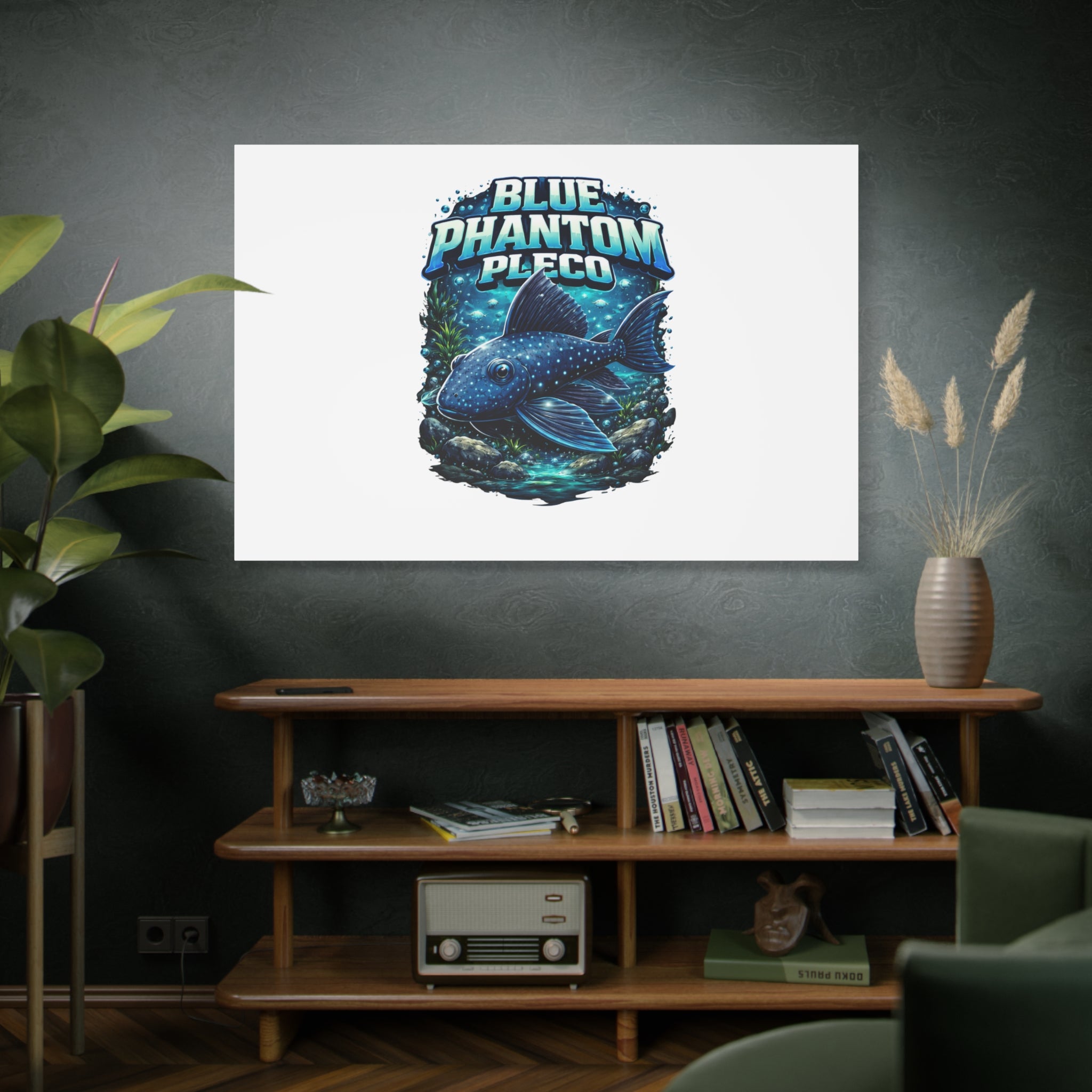 Blue Phantom Pleco Canvas Art — Matte Stretched Fish Print