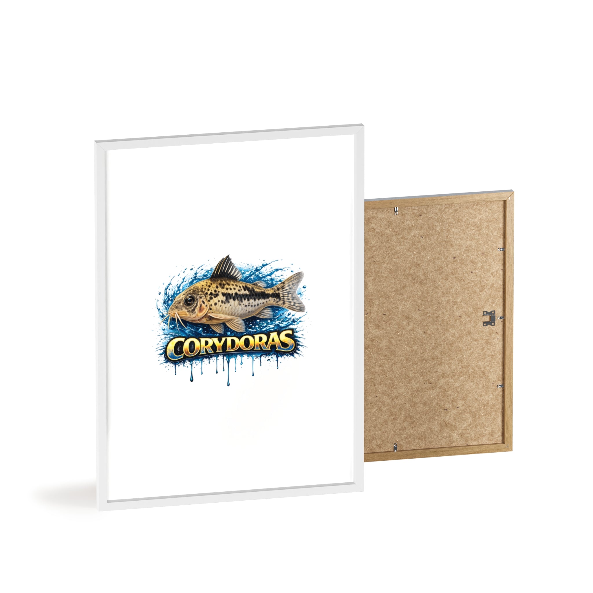 Peppered Corydoras Fish Poster with Wooden Frame — Aquarium Wall Art