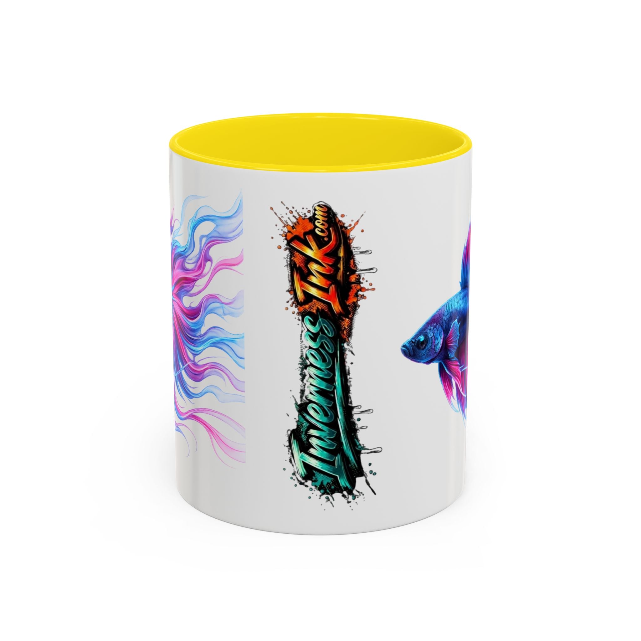 Betta Fish Accent Coffee Mug — Vibrant Neon Betta Design (11/15 oz)