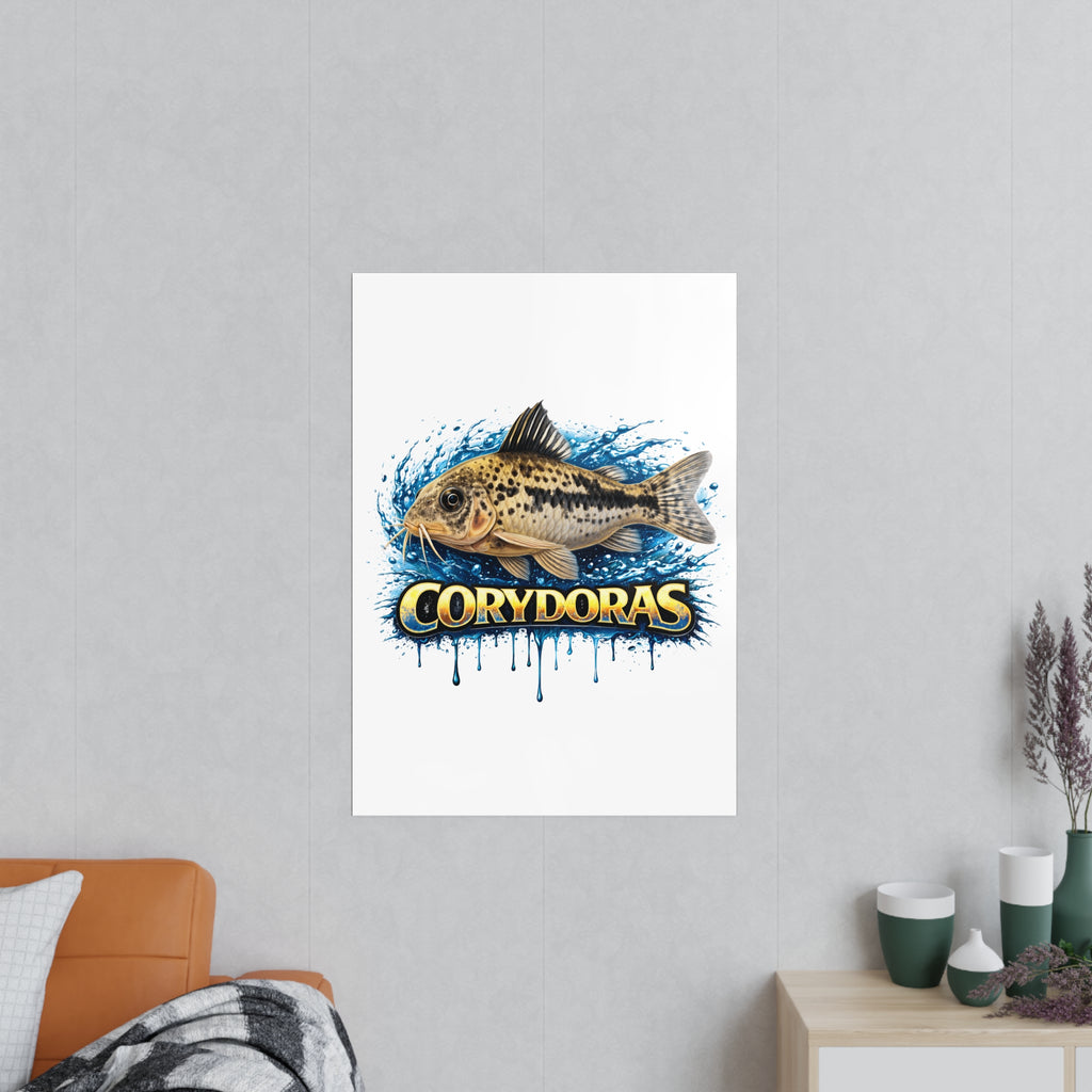 Peppered Cory Photopaper Poster — Colorful Aquarium Catfish Art Print