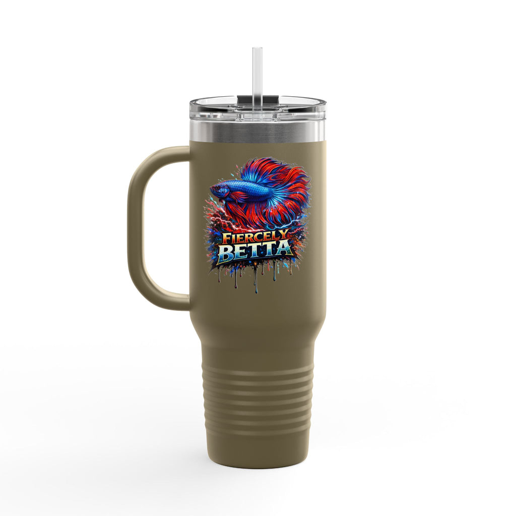 40oz Insulated Travel Mug — 'Fiercely Betta' Colorful Betta Fish Design