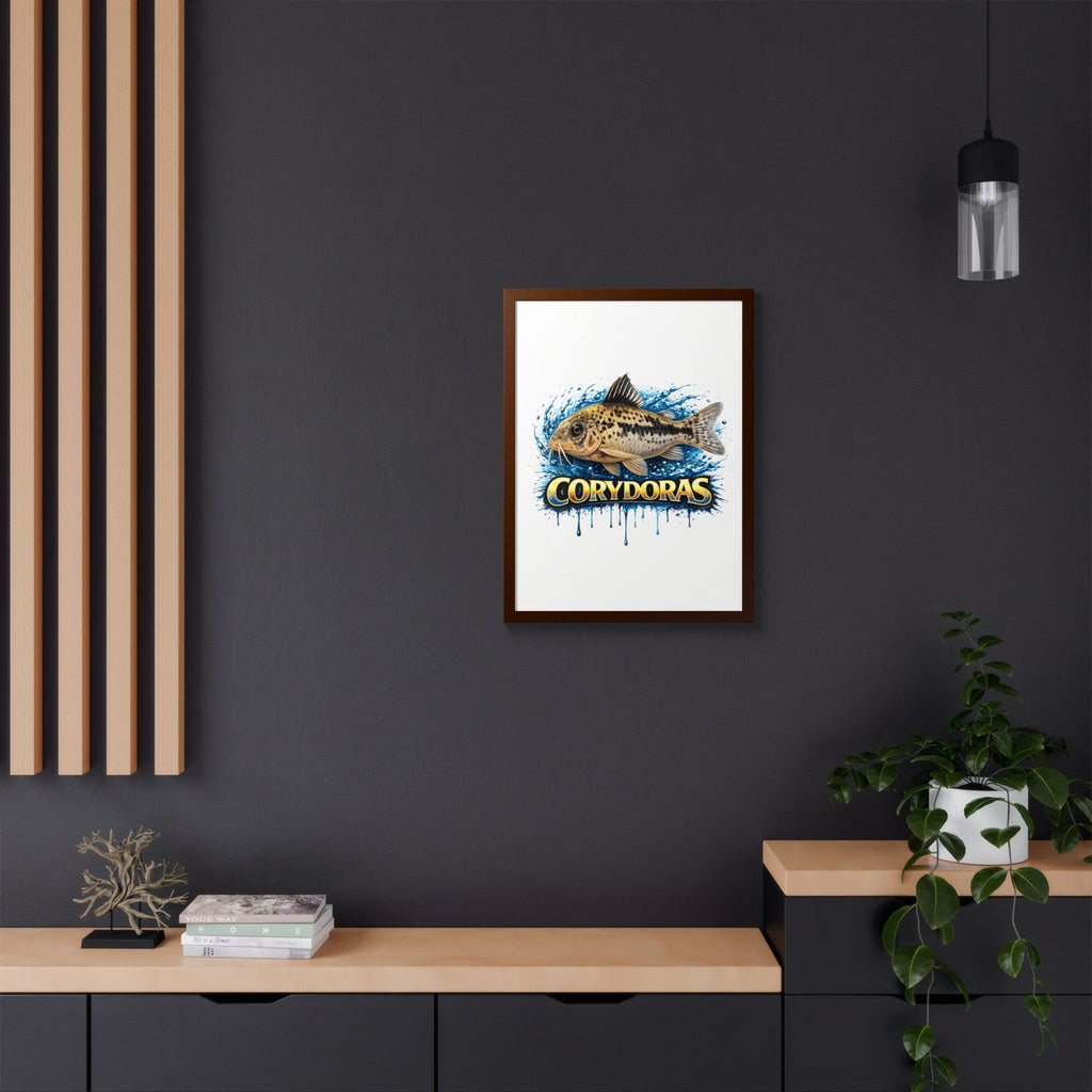 Corydoras Fish Framed Poster — Colorful Aquarium Art Print
