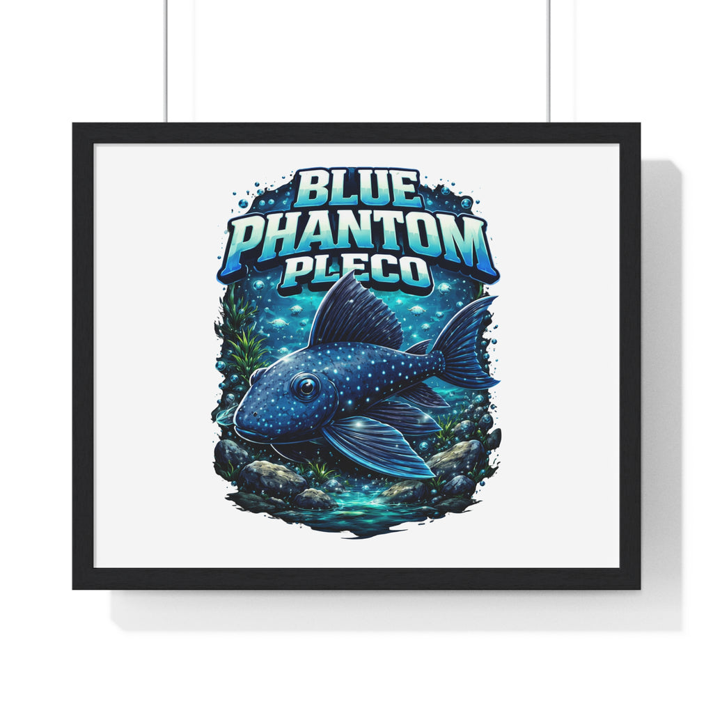 Blue Phantom Pleco Framed Poster — Aquatic Fish Art Print