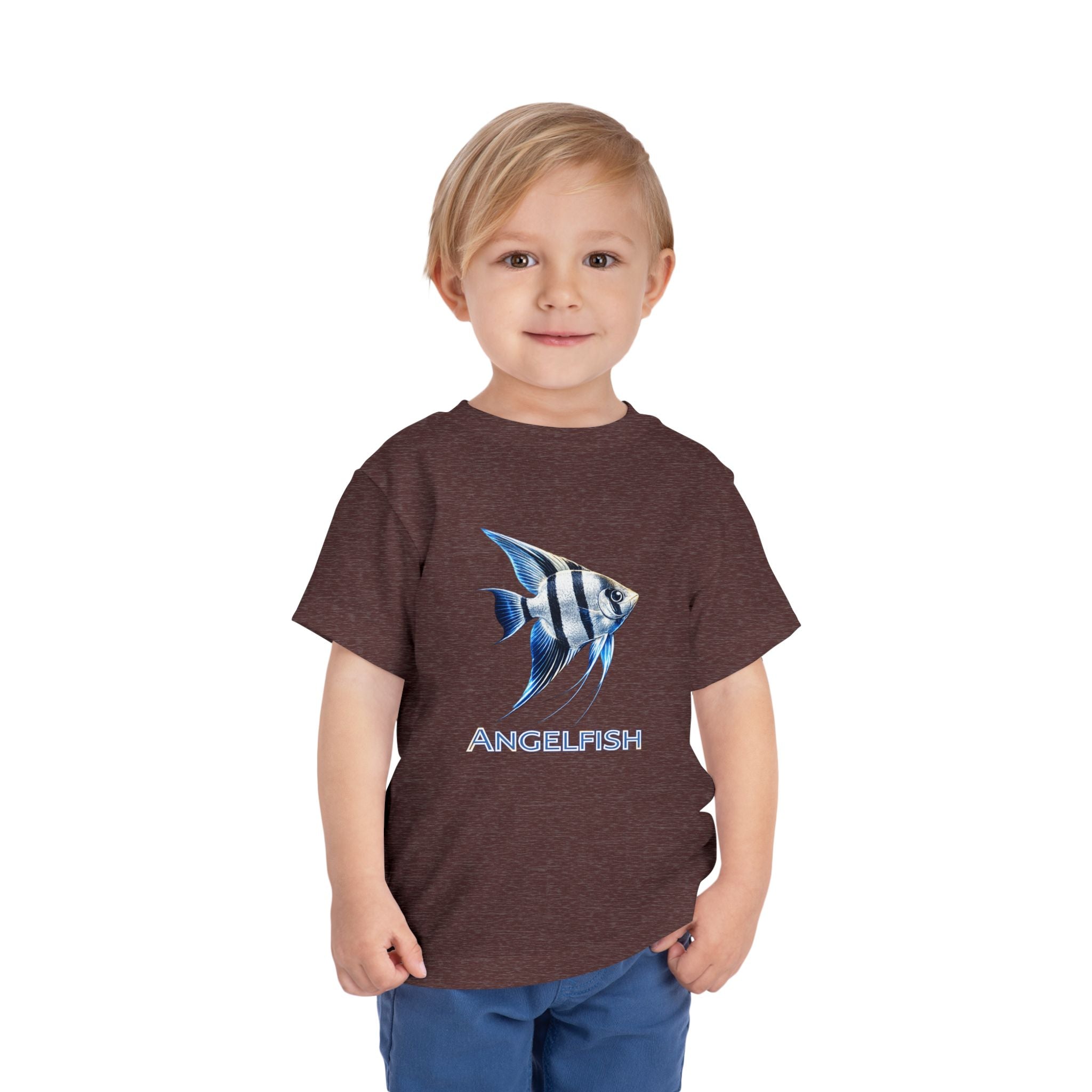 Angelfish Toddler Tee – Blue Aquarium Fish Graphic Shirt