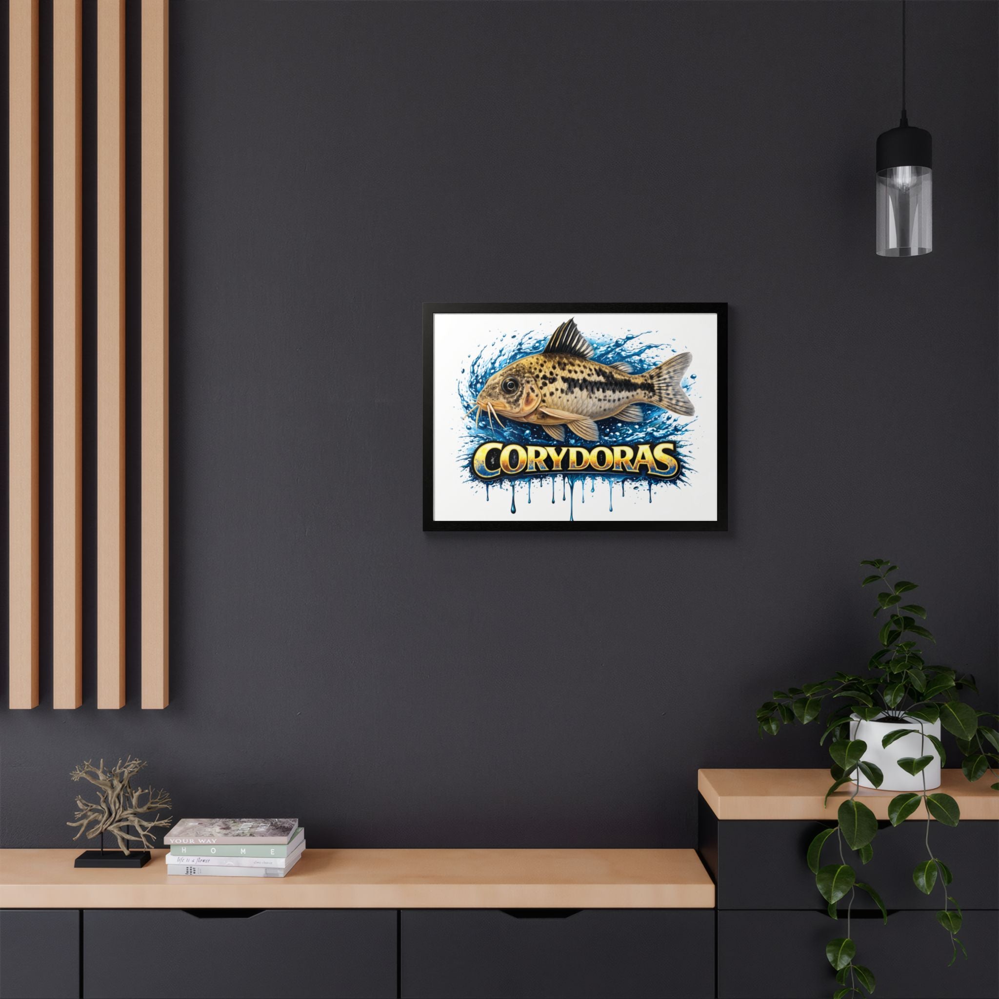 Corydoras Fish Framed Poster — Colorful Aquarium Art Print