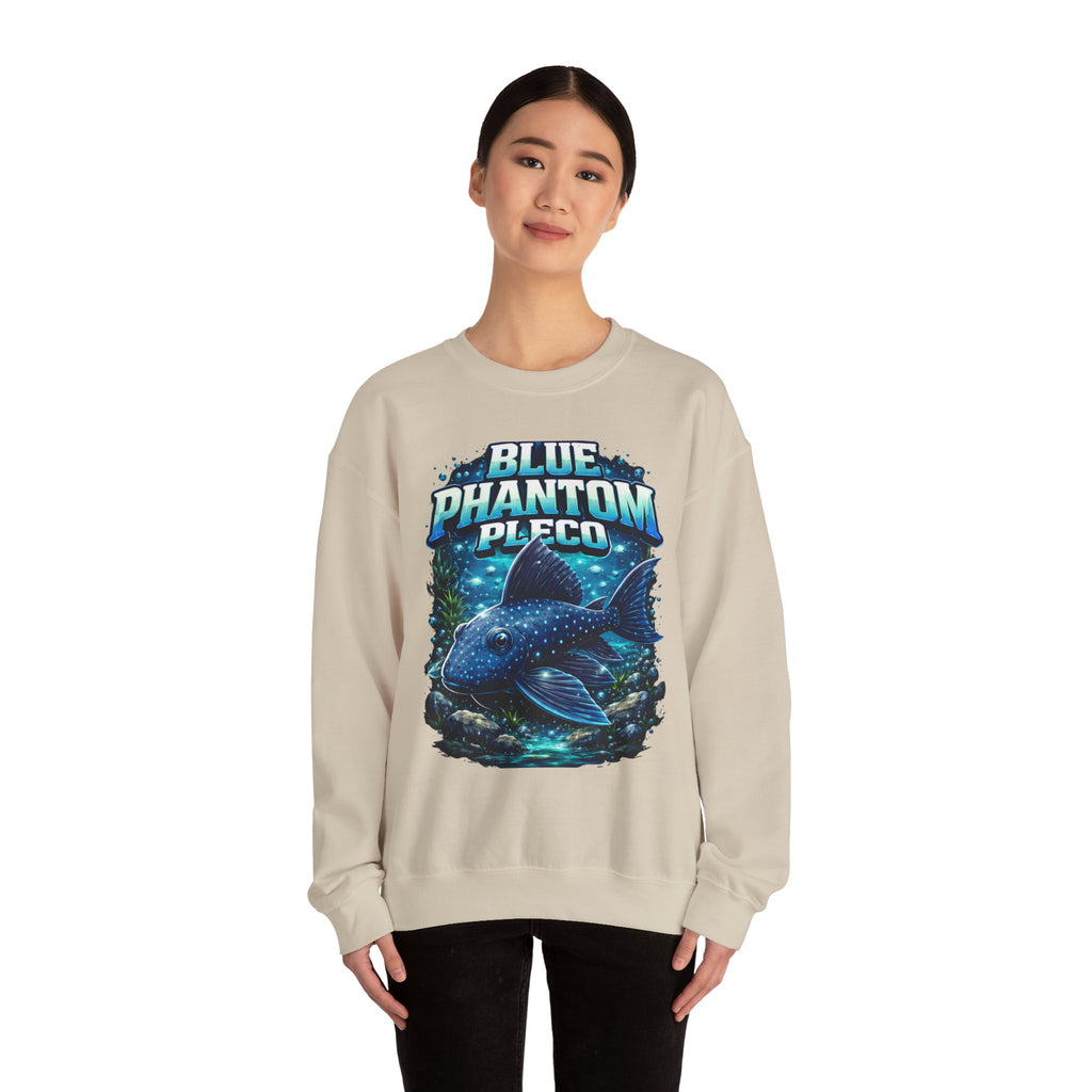 Blue Phantom Pleco Crewneck Sweatshirt – Aquatic Fish Graphic Pullover
