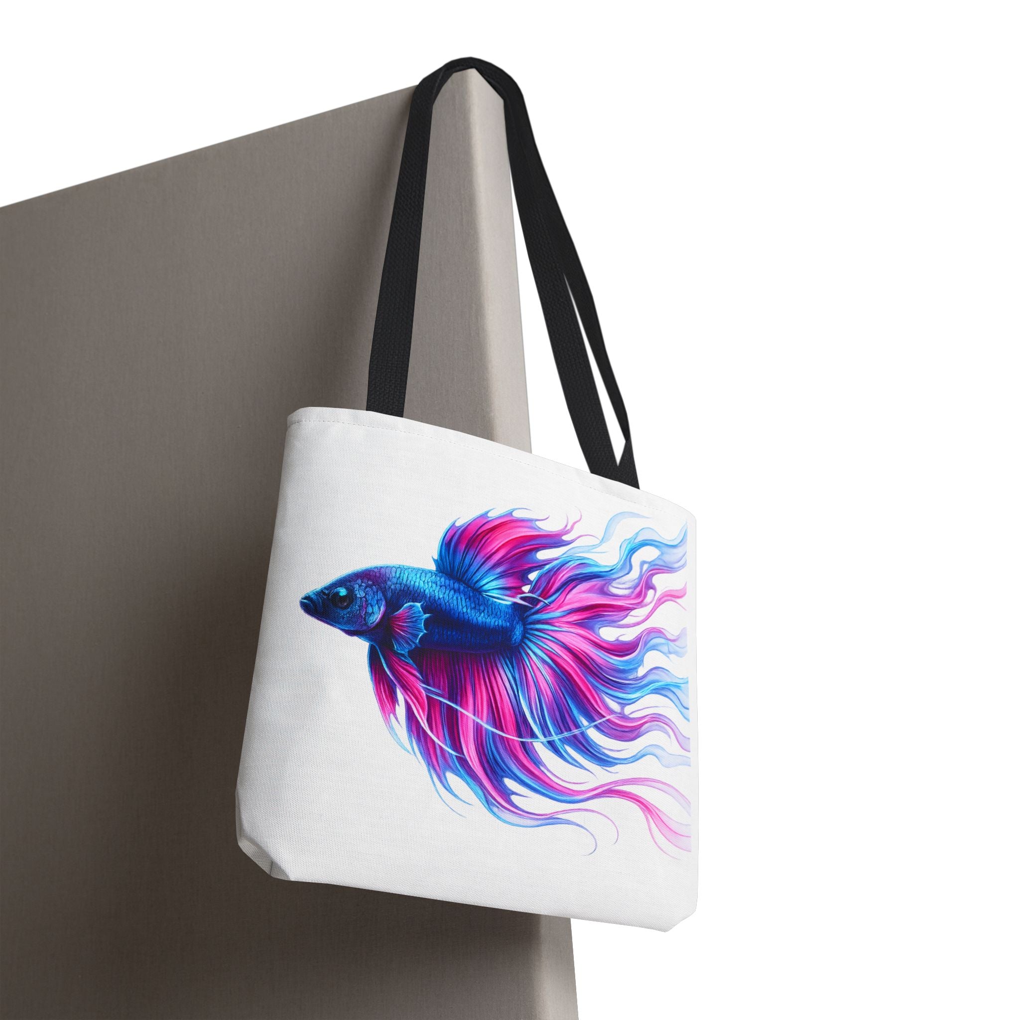Colorful Betta Fish Tote Bag — Vibrant Blue & Pink Aquatic Art Beach Tote