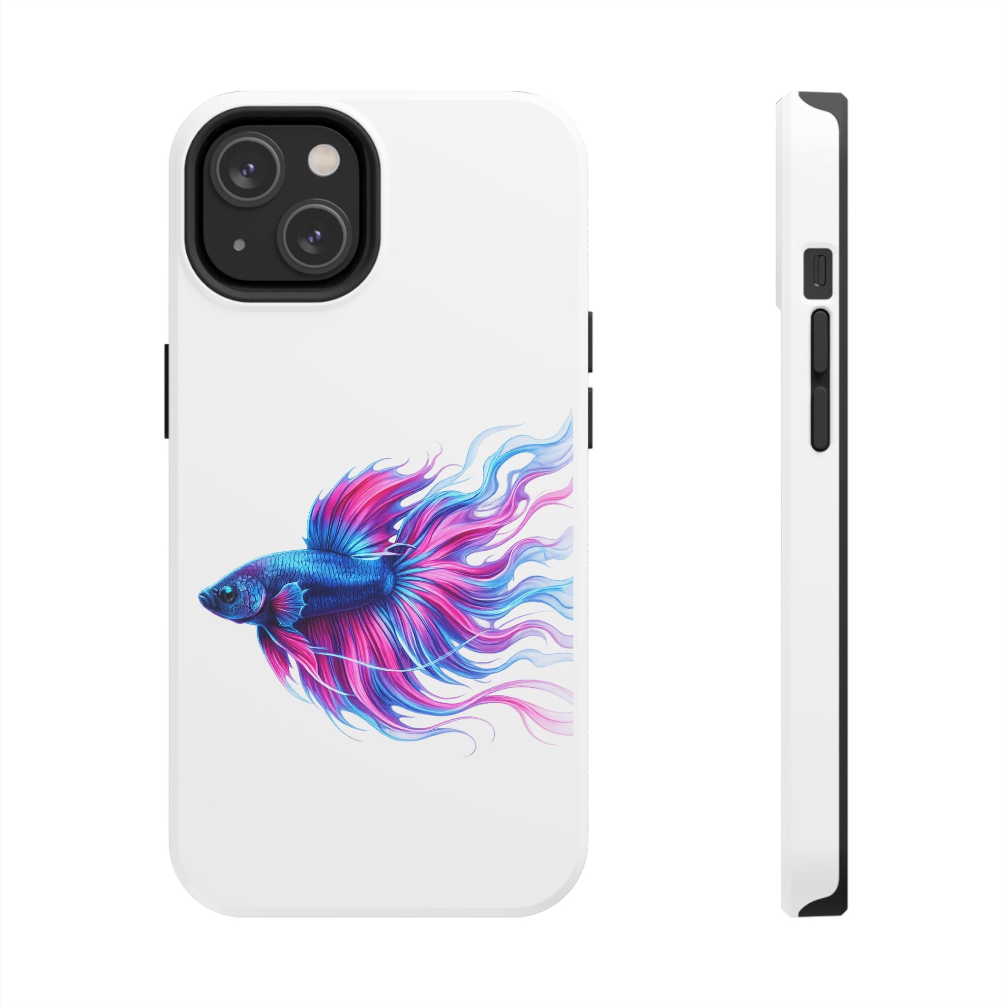 Betta Fish Tough Phone Case — Colorful Blue & Pink Aquarium Art