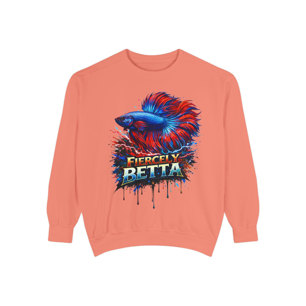 Betta Fish Sweatshirt — "Fiercely Betta" Colorful Aquarium Crewneck
