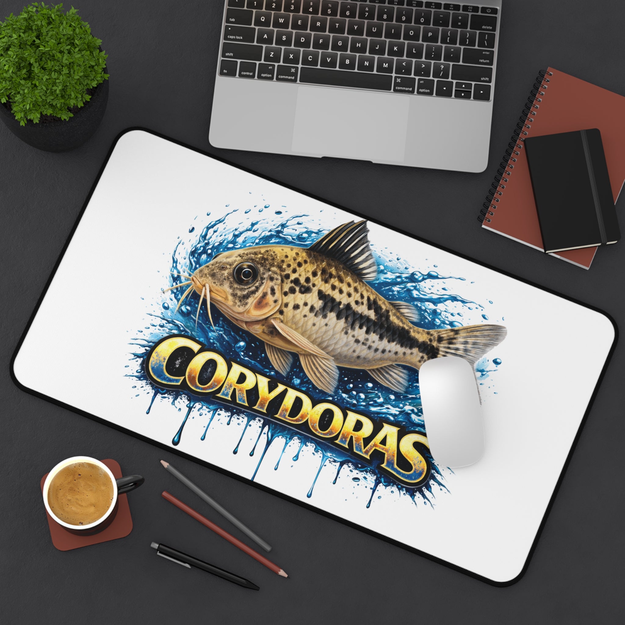 Peppered Cory Aquarium Desk Mat — Fish Tank Mouse Pad for Aquarists