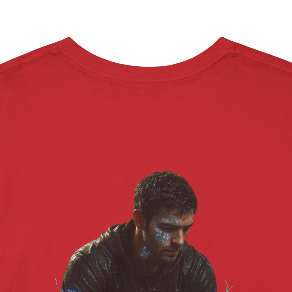 T-Shirt — Nature Warrior Graphic Tee with Man and Dog Illustration