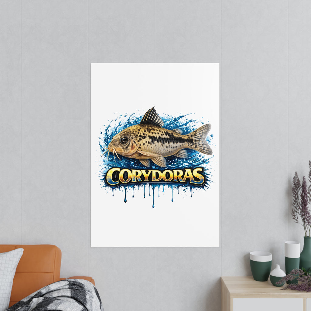 Peppered Cory Photopaper Poster — Colorful Aquarium Catfish Art Print