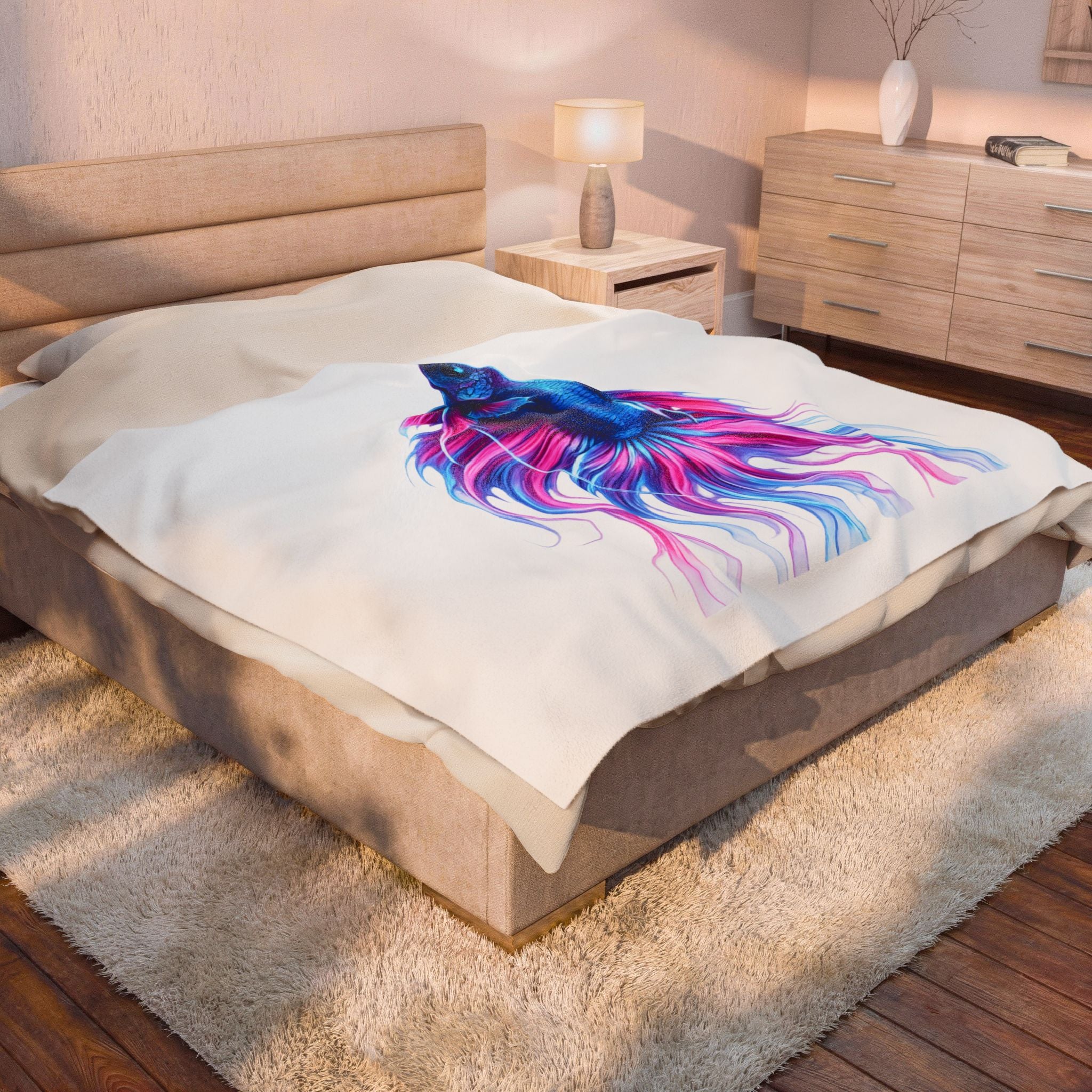 Velveteen Plush Blanket — Electric Paint Betta