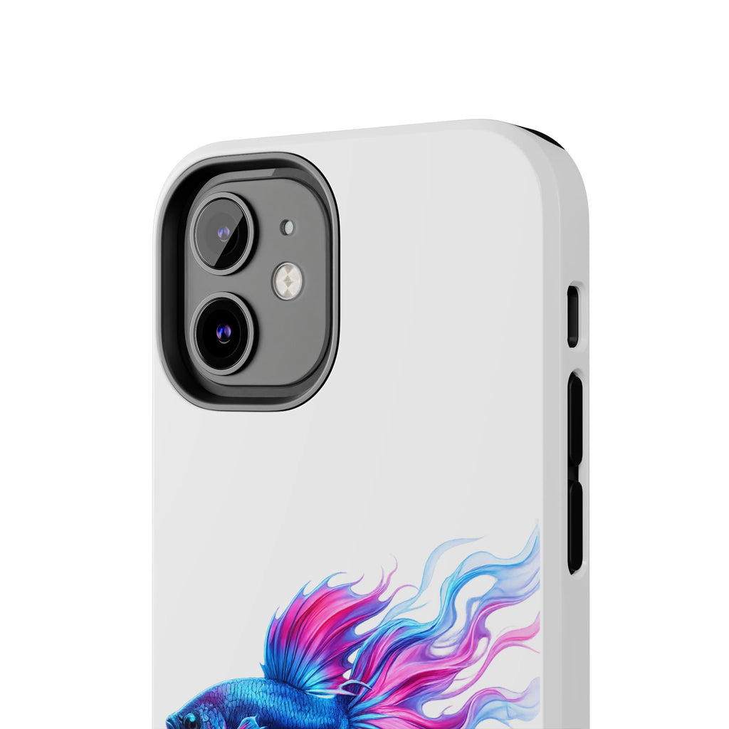 Betta Fish Tough Phone Case — Colorful Blue & Pink Aquarium Art